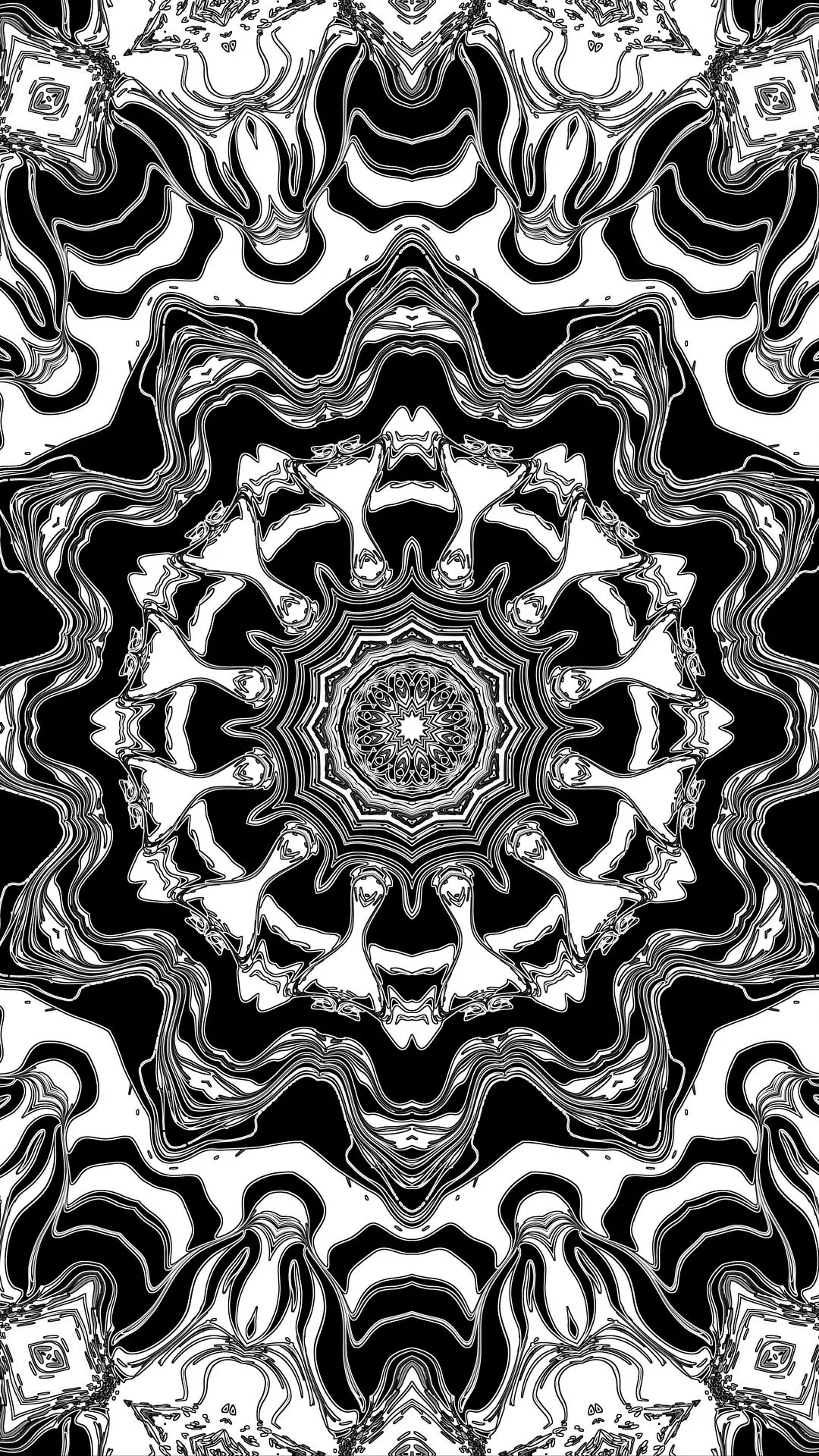 Black and White Mandala Pattern with Fine Detail Wallpaper