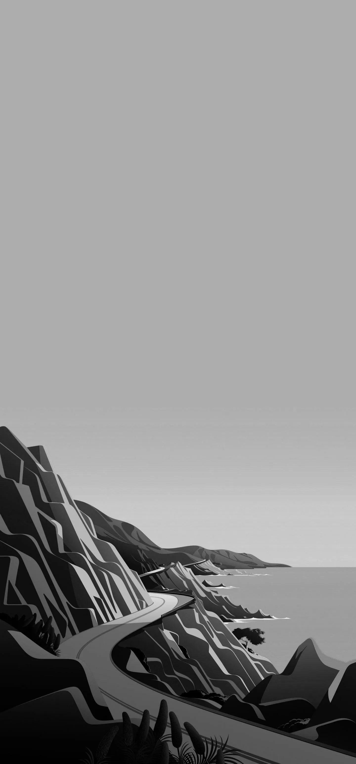 Black and White Mountain Range Minimal Landscape Wallpaper