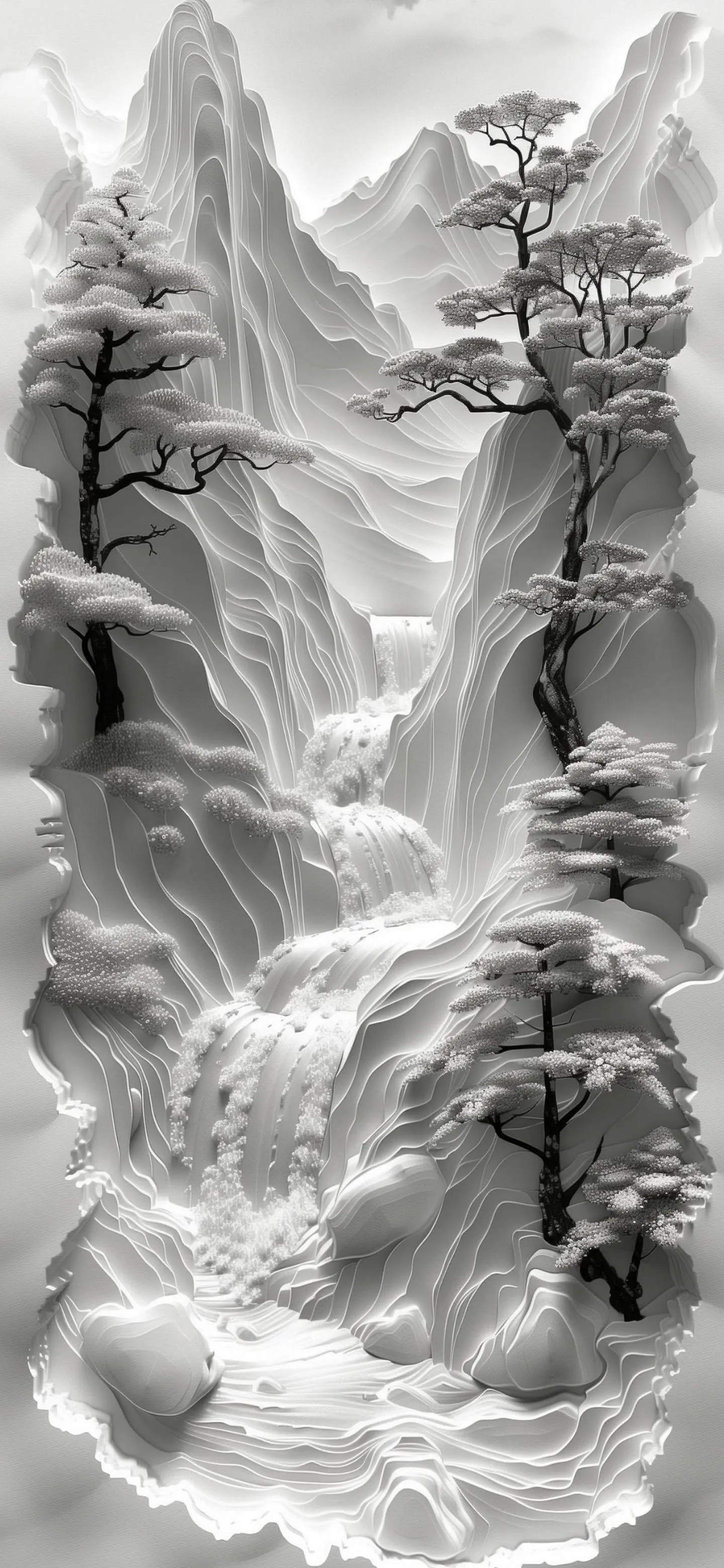 Black and White Rocky Texture Artistic Nature Design