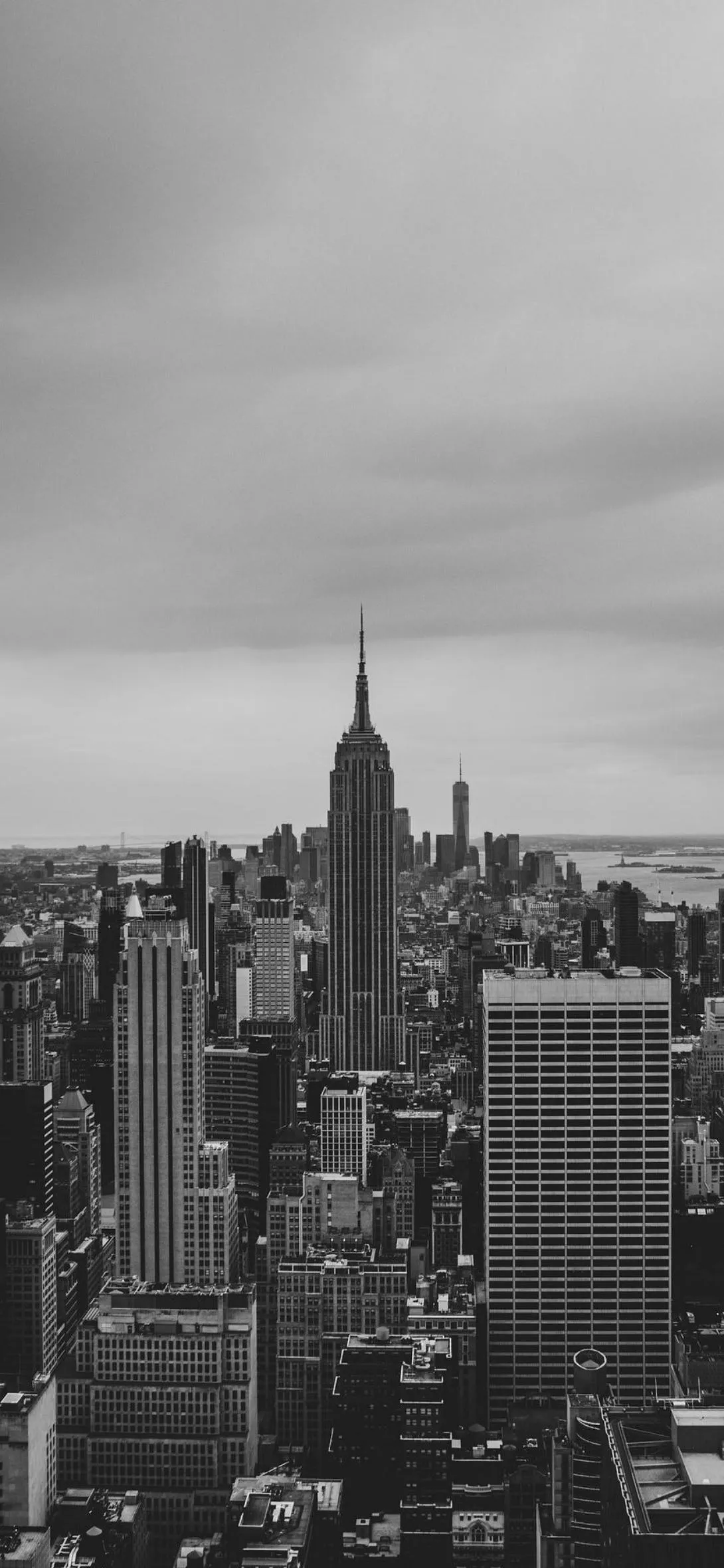 Black and White Skyline of Tall City Buildings Wallpaper
