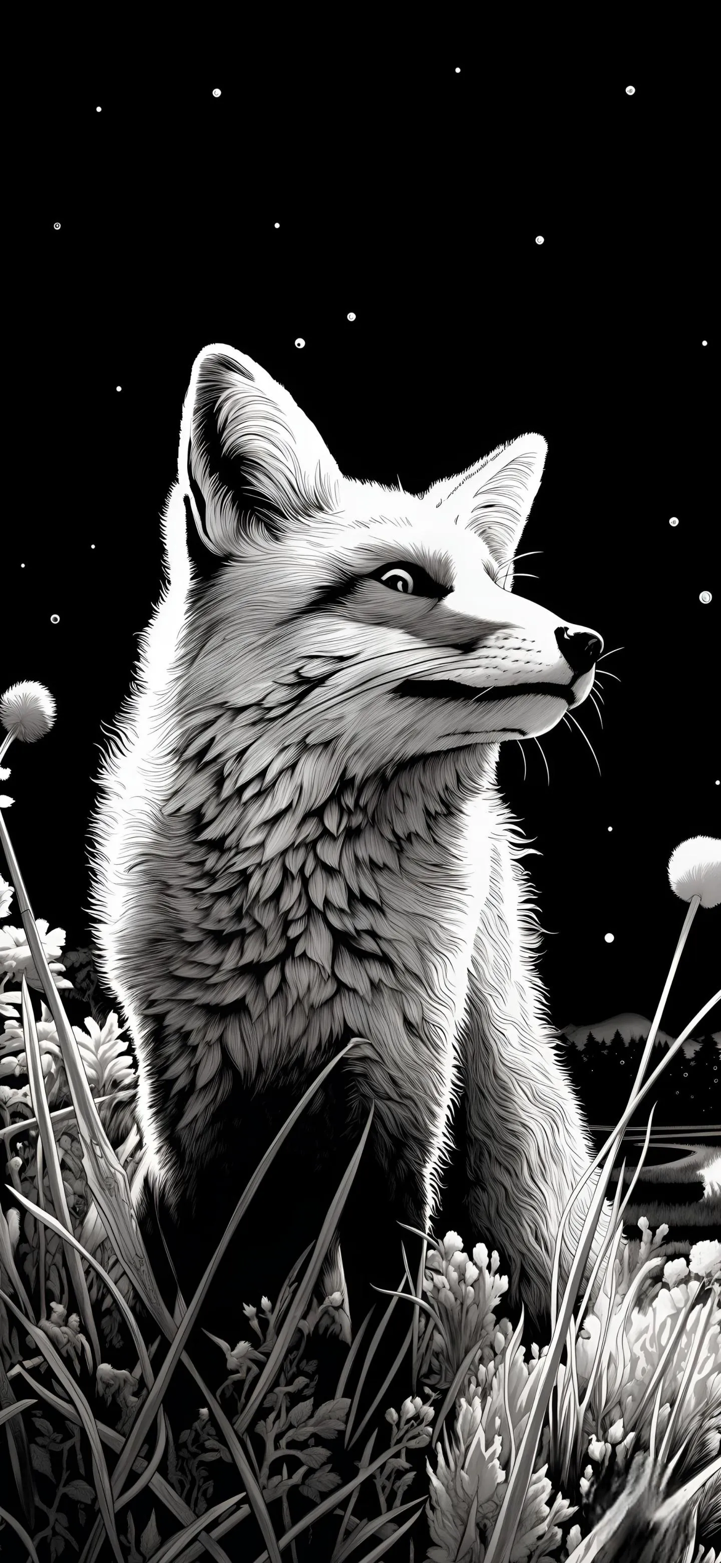 Black and White Wolf Standing in Snowy Forest Wallpaper