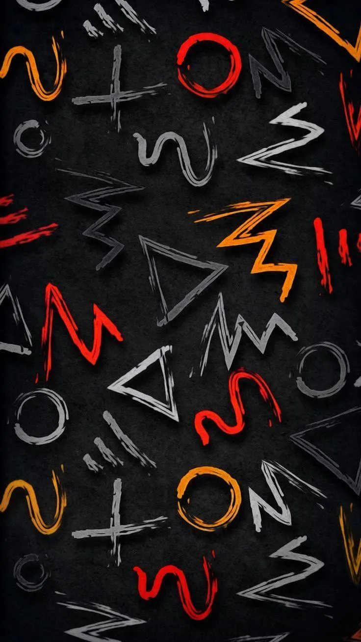 Black Artistic Doodle Pattern with Vibrant Colors Wallpaper