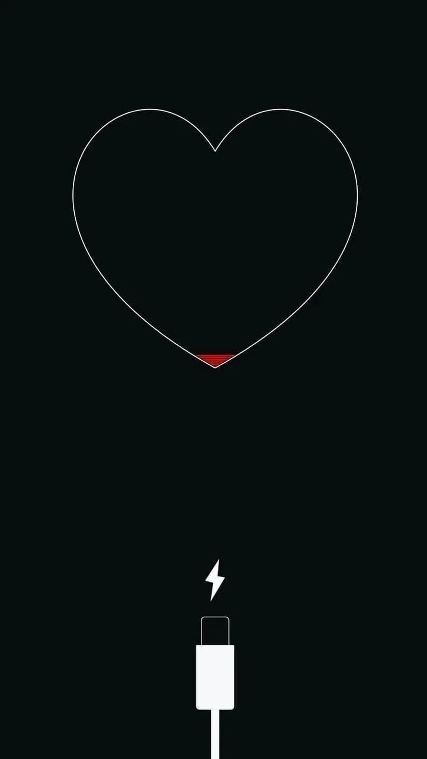 Black Background with Glowing Heart Battery Symbol