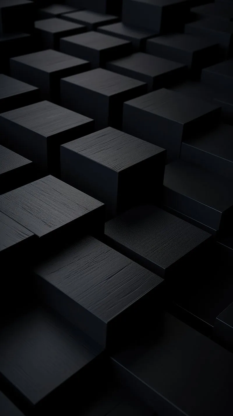 Black Cubes Forming Geometric Pattern with Deep Shadows