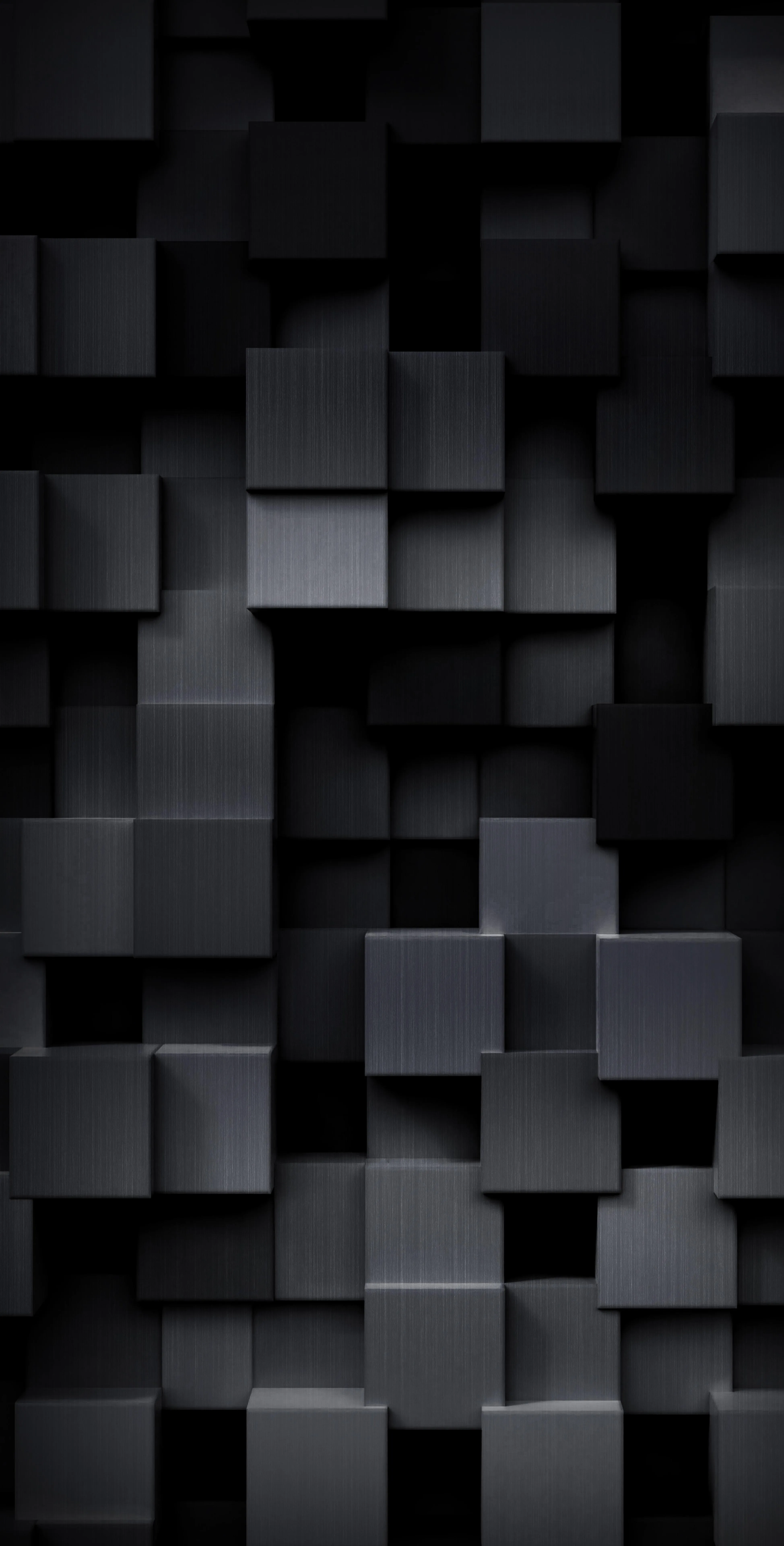 Black Cubic Texture Design with 3D Shadowed Grid Wallpaper
