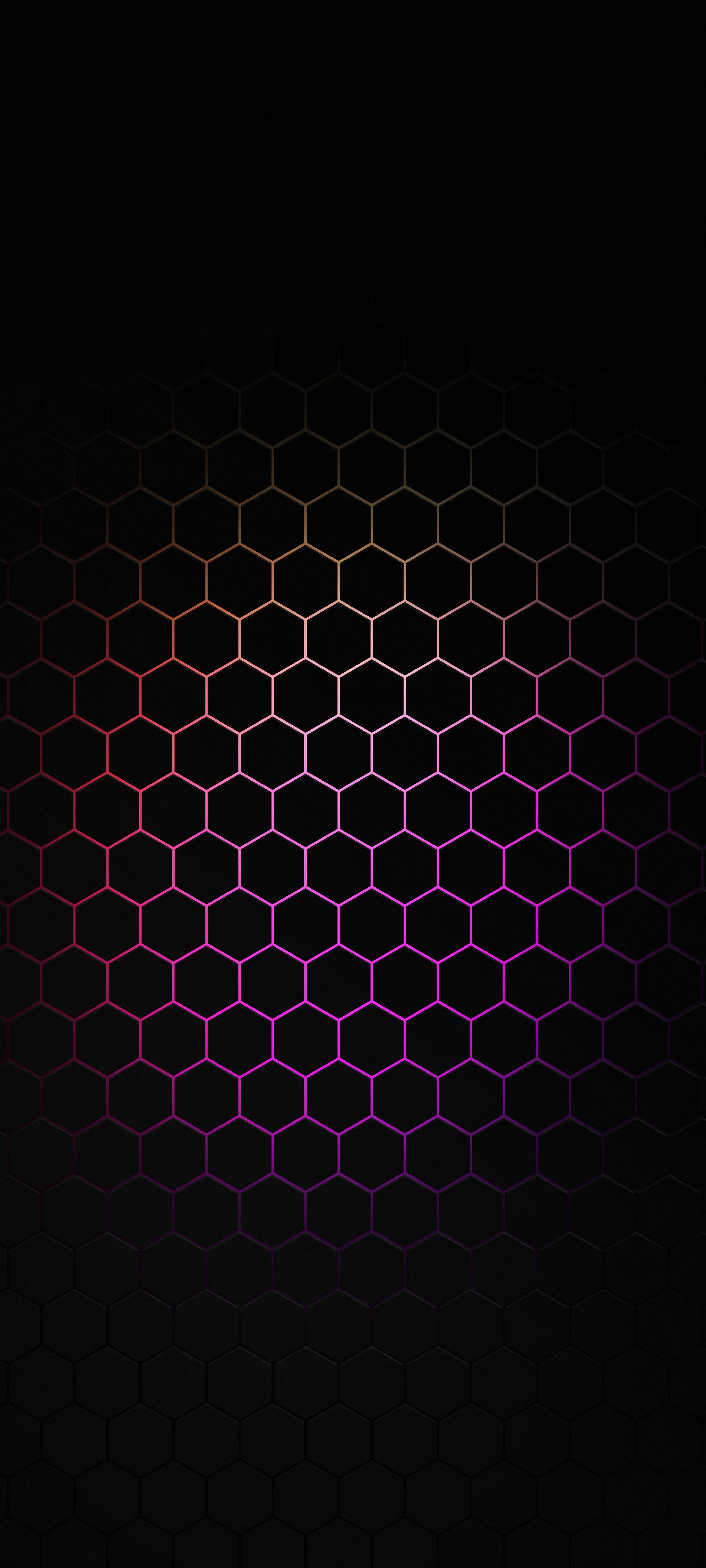 Black Hexagon Pattern with Purple Gradient Light Effect