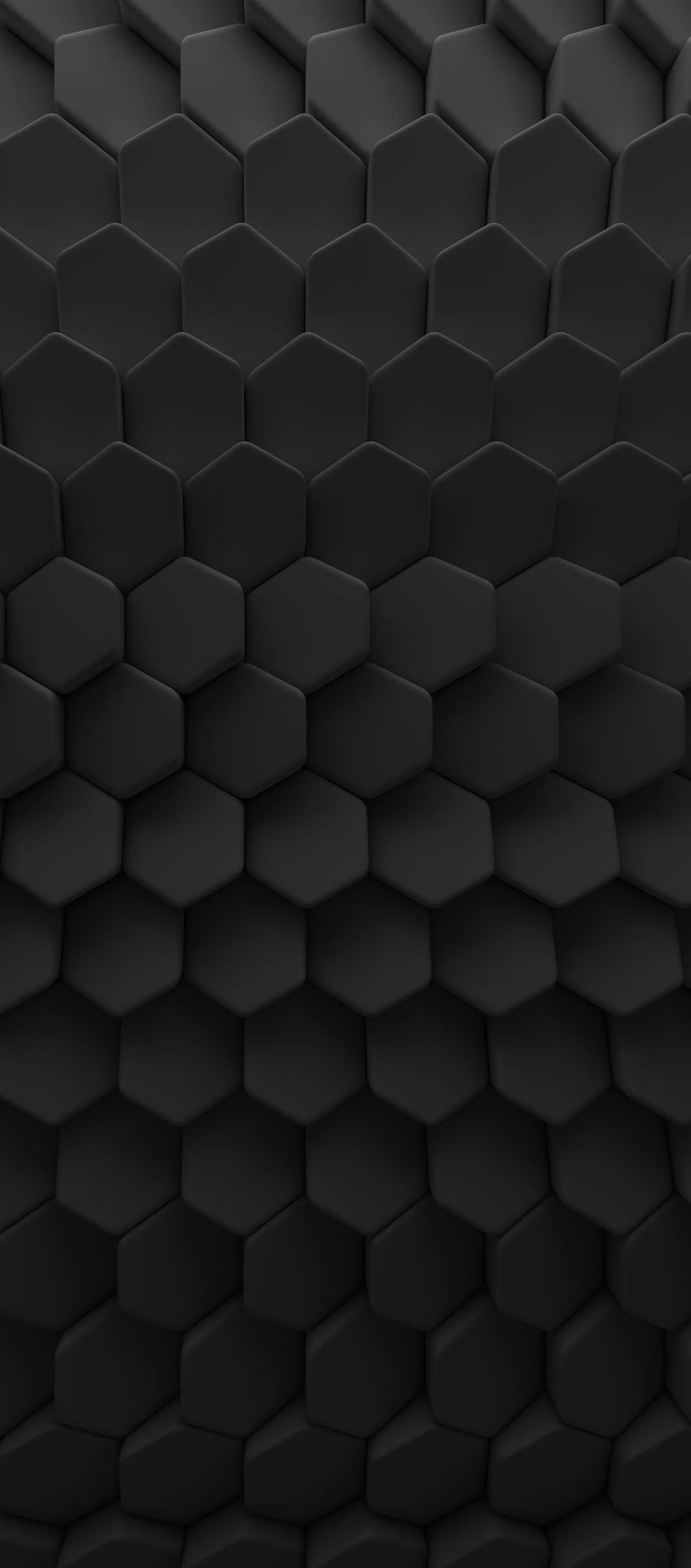 Black Hexagonal Texture Pattern for Dark Theme Wallpaper