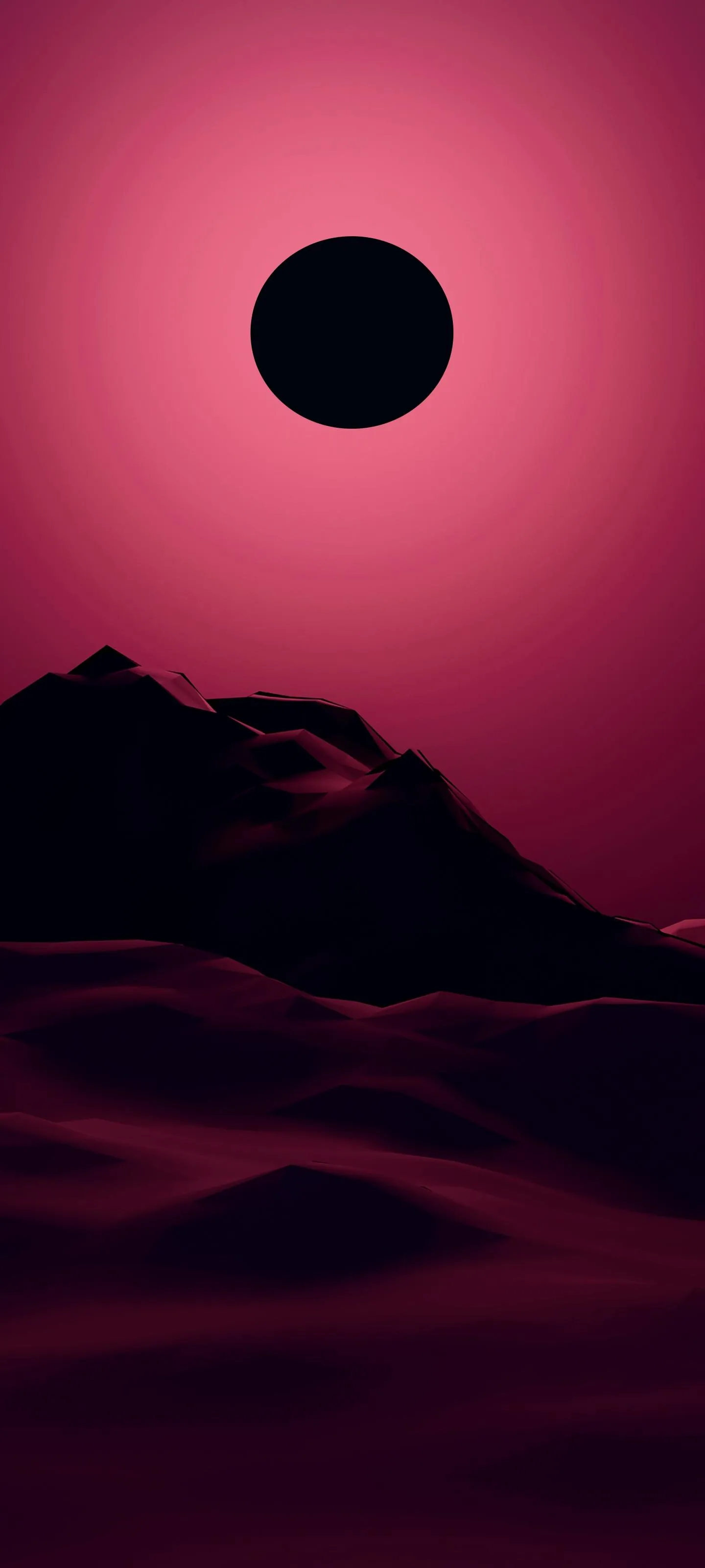 Black Moon Above Mountains in Minimal Aesthetic Wallpaper