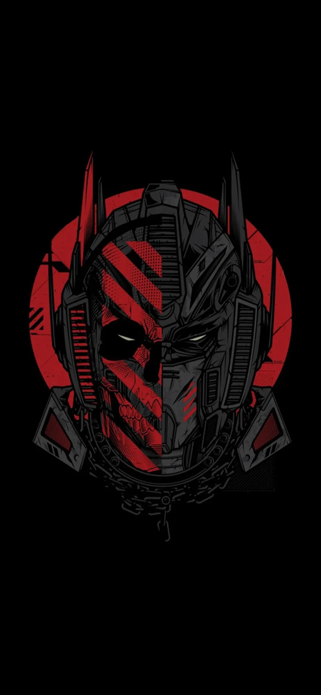 Black Red Mask Warrior Dark Theme Mobile Wallpaper