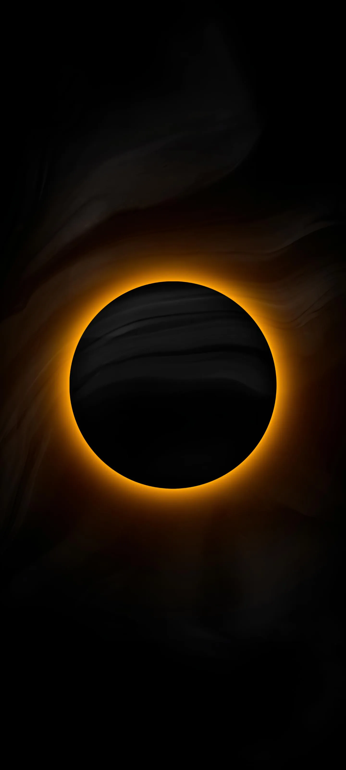 Black Solar Eclipse with Glowing Orange Edge Wallpaper
