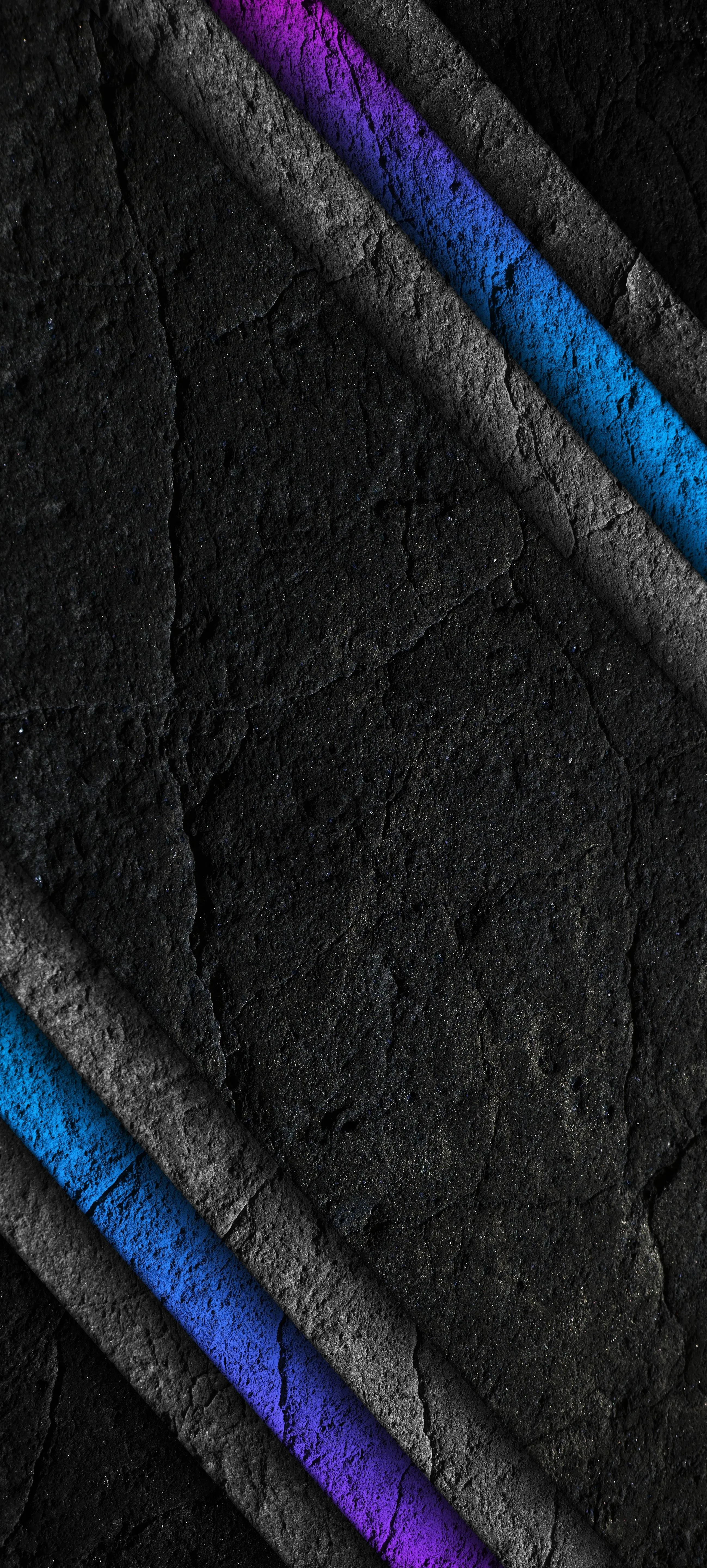 Black Stone Surface with Diagonal Colored Stripes Wallpaper