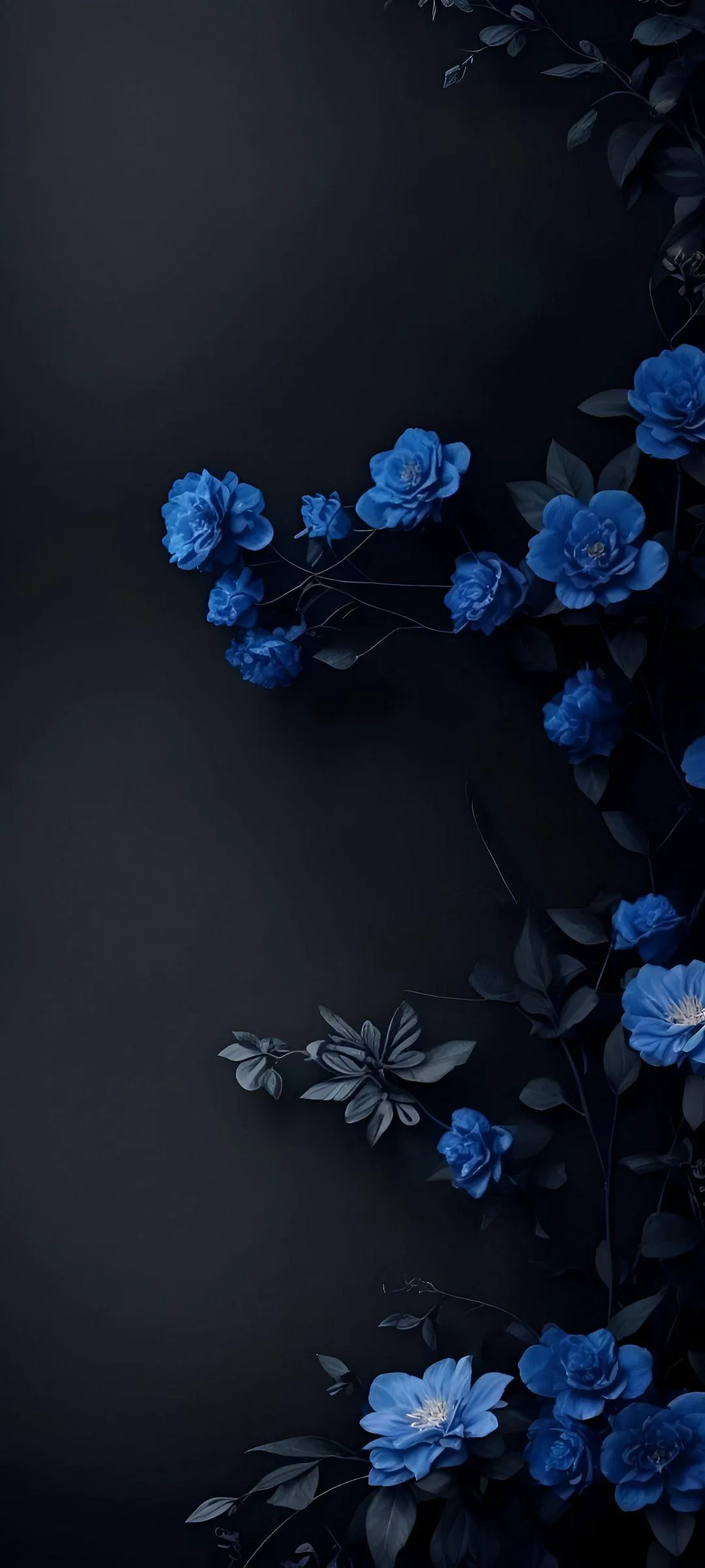 Blue Abstract Design with Glowing Floral Texture Wallpaper