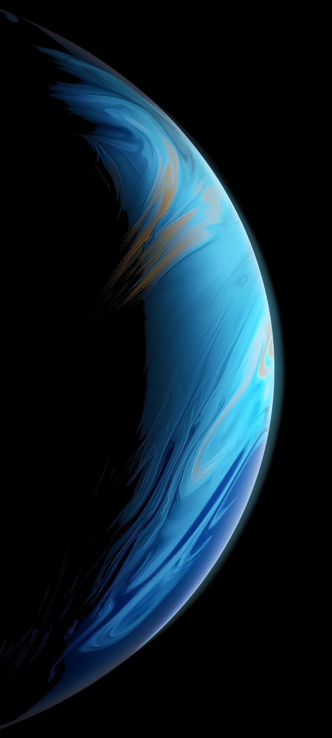 Blue Crescent Planet Edge with Deep Space Glow Wallpaper