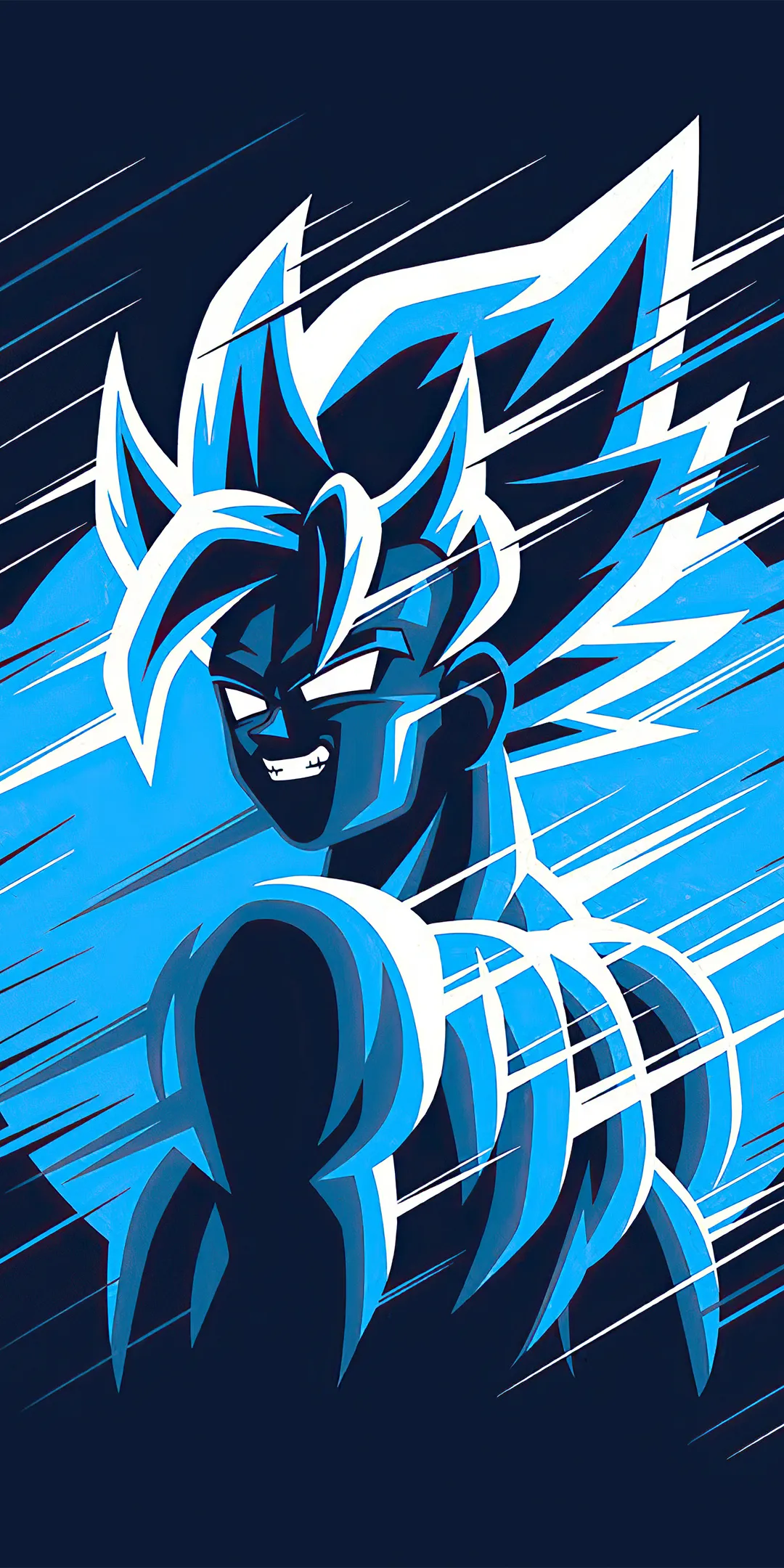 Blue Energy Anime Warrior with Fierce Power Aura Art