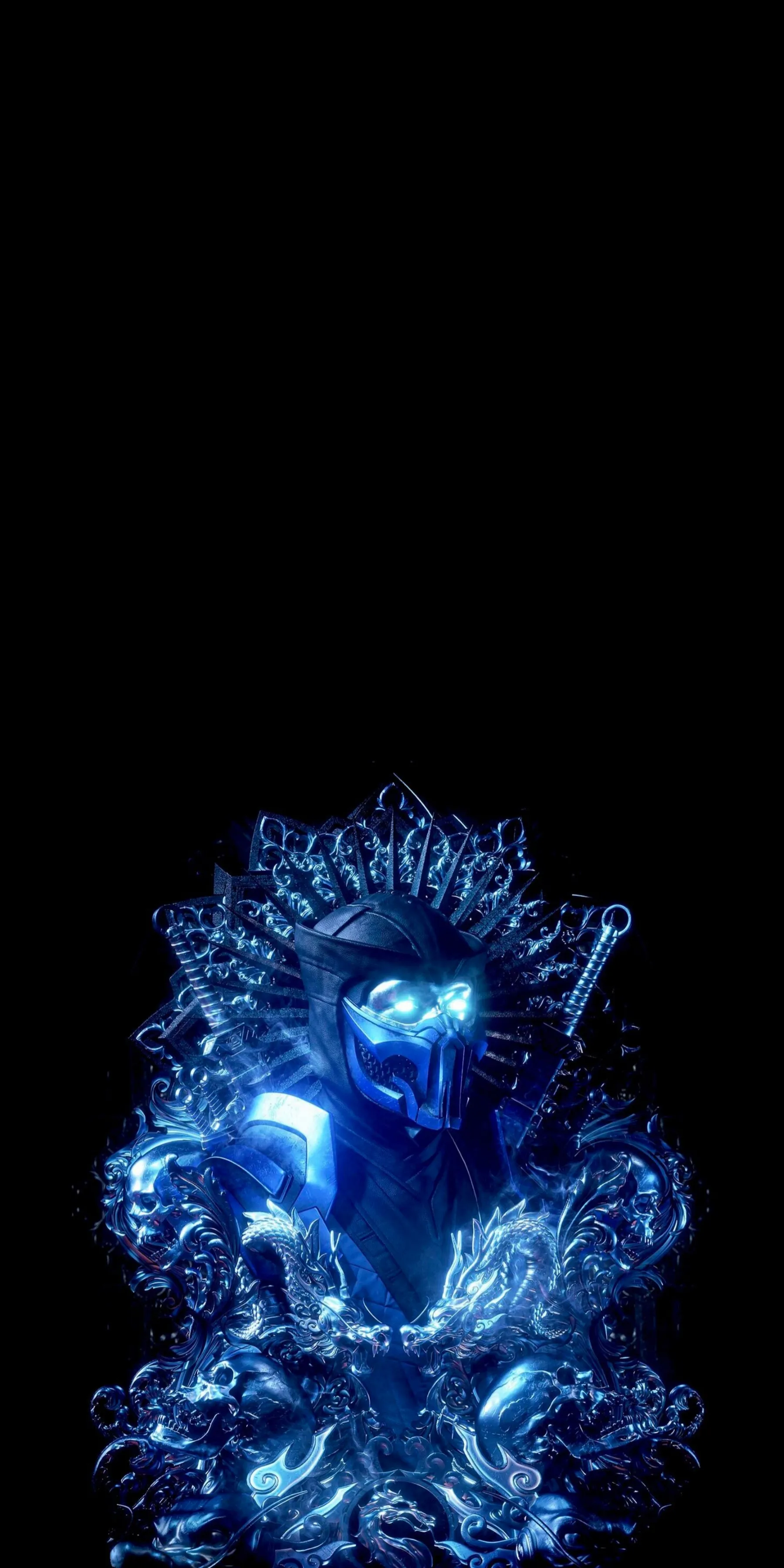 Blue Energy Warrior in Dark Neon Artistic Glow Wallpaper