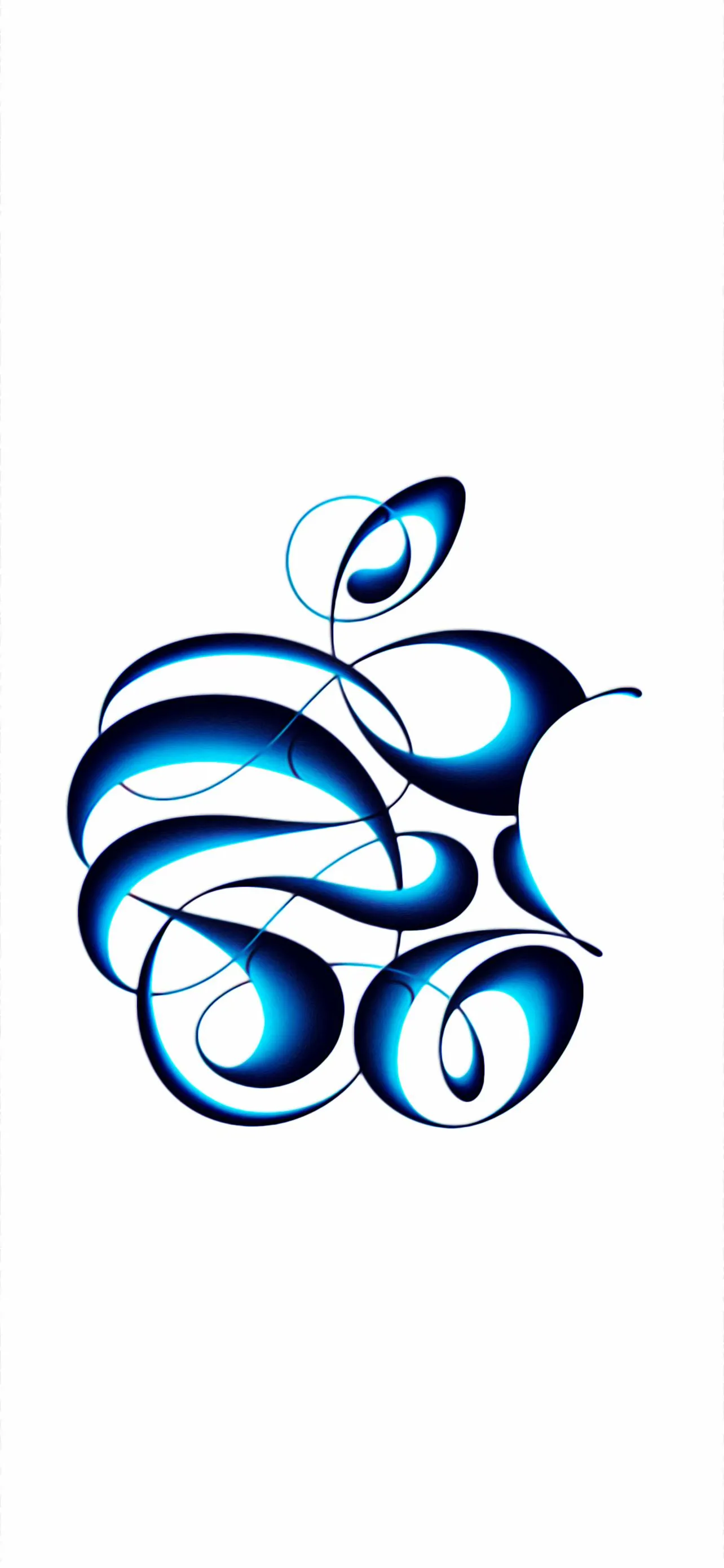 Blue Floral Apple Logo in Minimal White Background Wallpaper