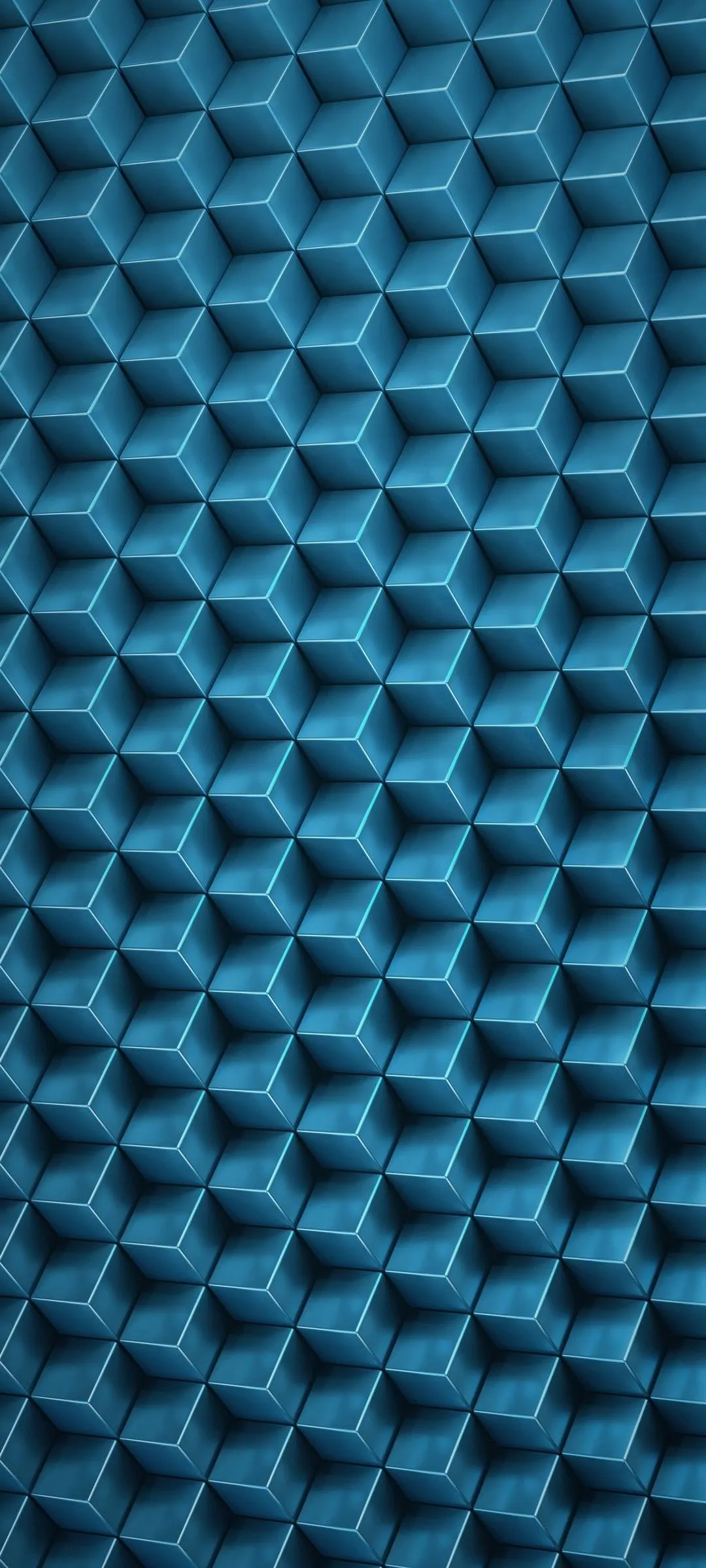 Blue Geometric Pattern with 3D Tile Texture Wallpaper