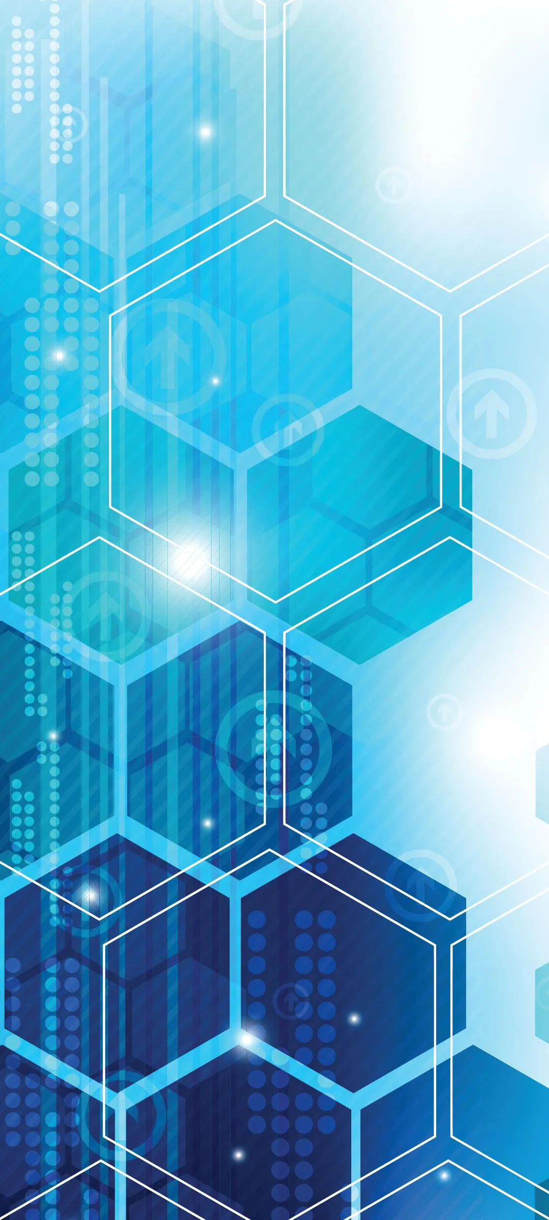 Blue Hexagon Tech Design for Futuristic Phone Display