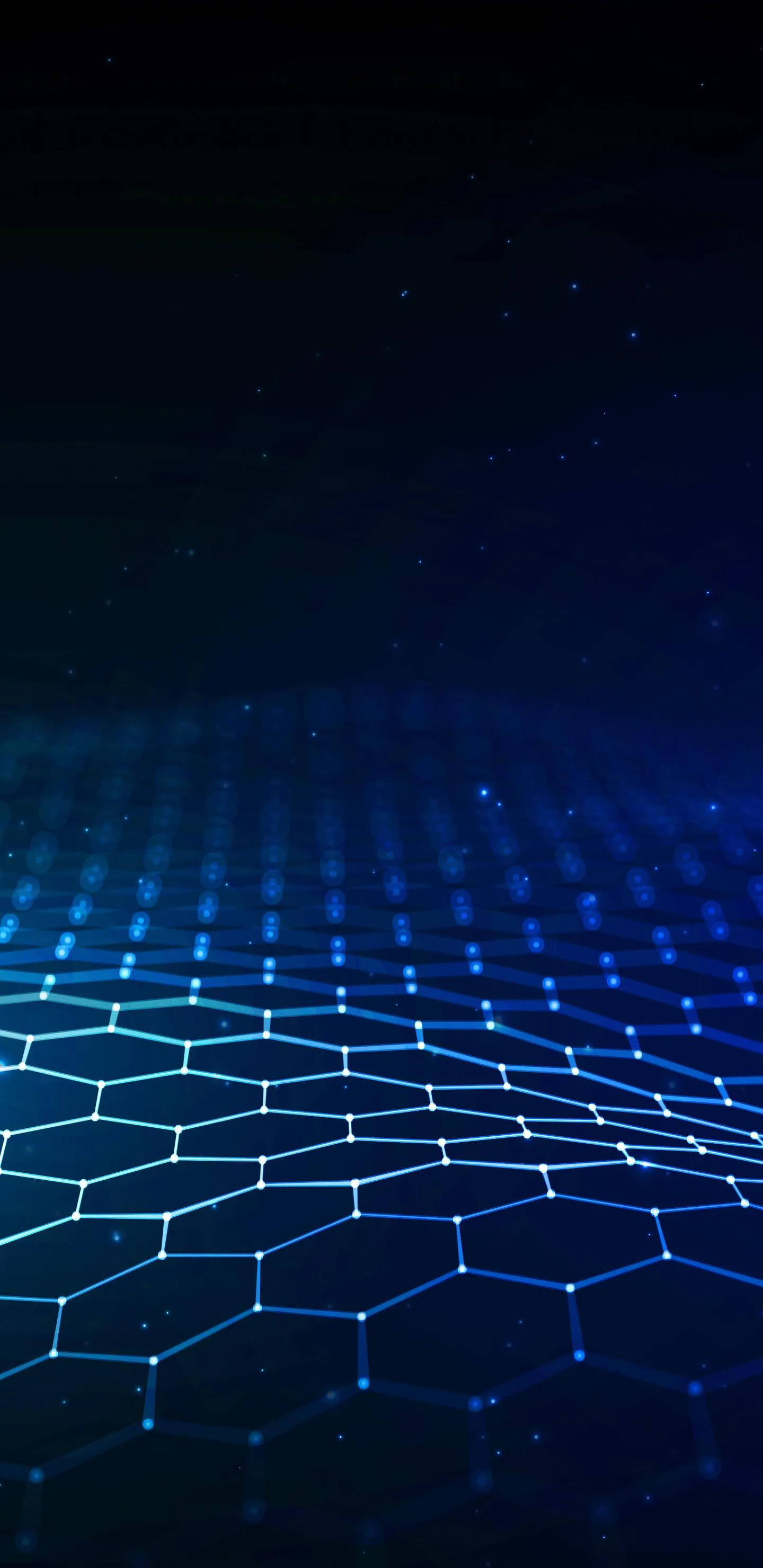 Blue Hexagonal Digital Mesh with Light Reflection Wallpaper