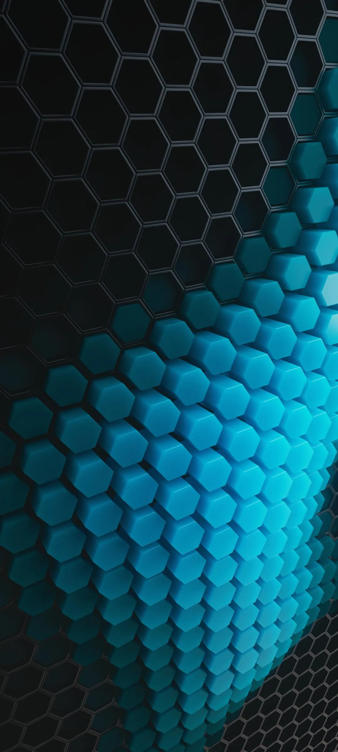 Blue Hexagonal Pattern with Digital Light Effect Wallpaper