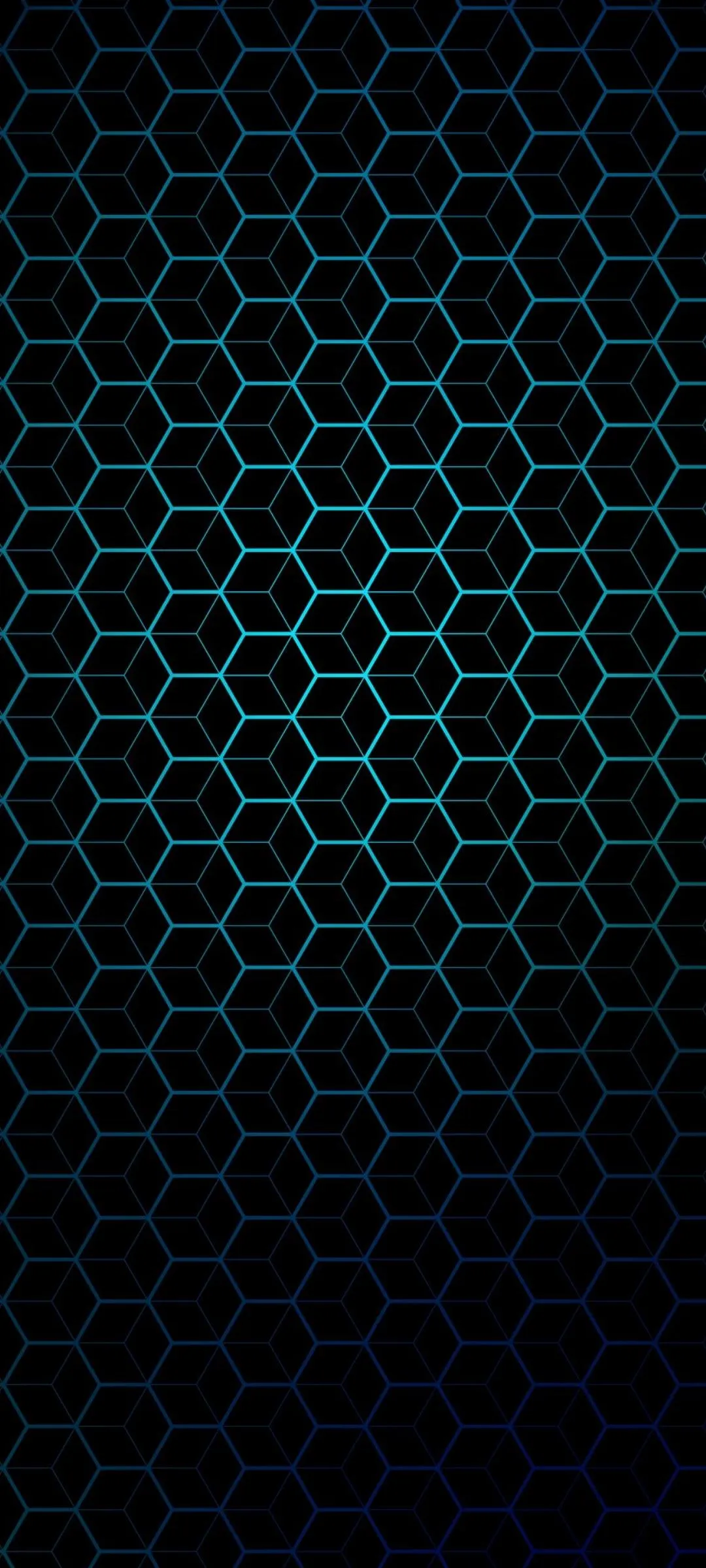 Blue Honeycomb Pattern With Glowing Light Center Wallpaper