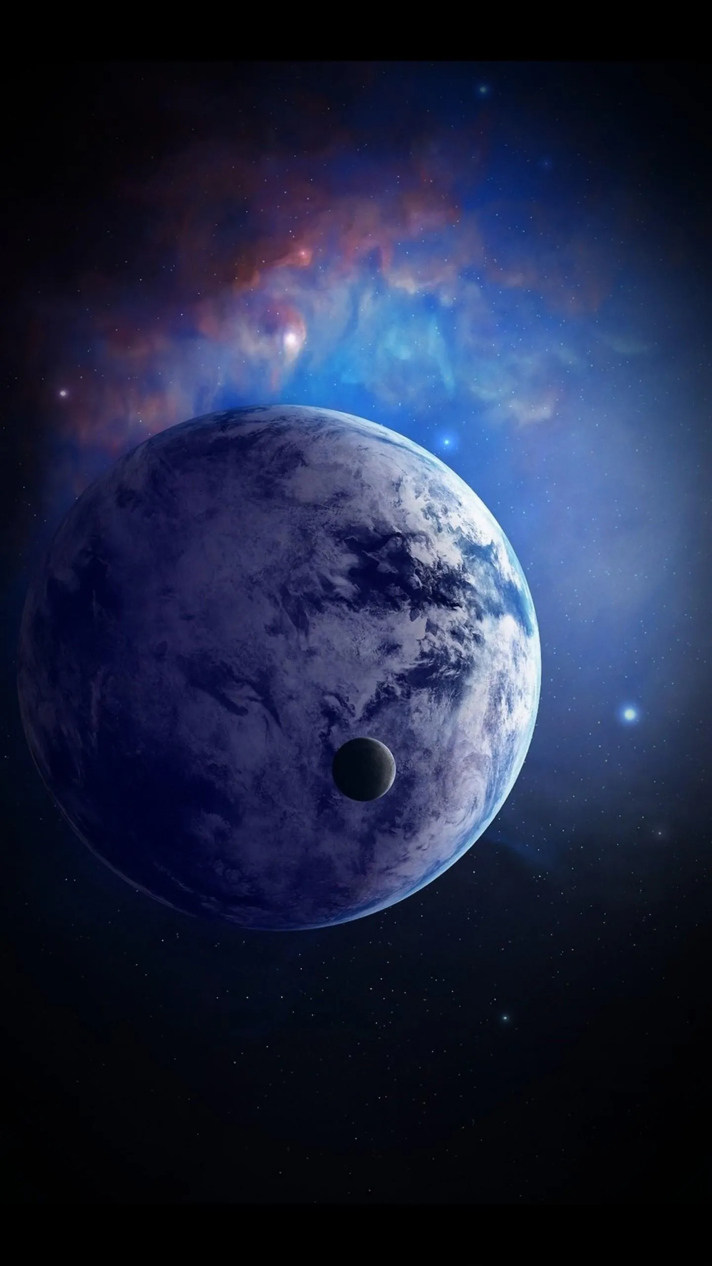 Blue Planet Earth Art With Starry Space Background Wallpaper