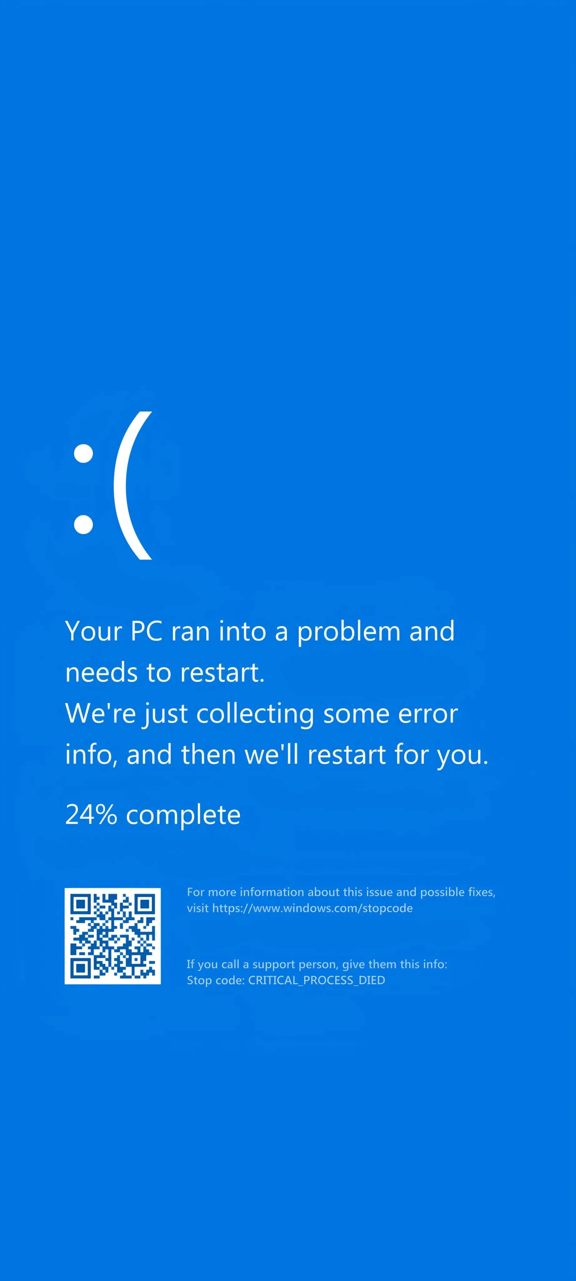 Blue Screen Error Displayed on Digital Device Wallpaper