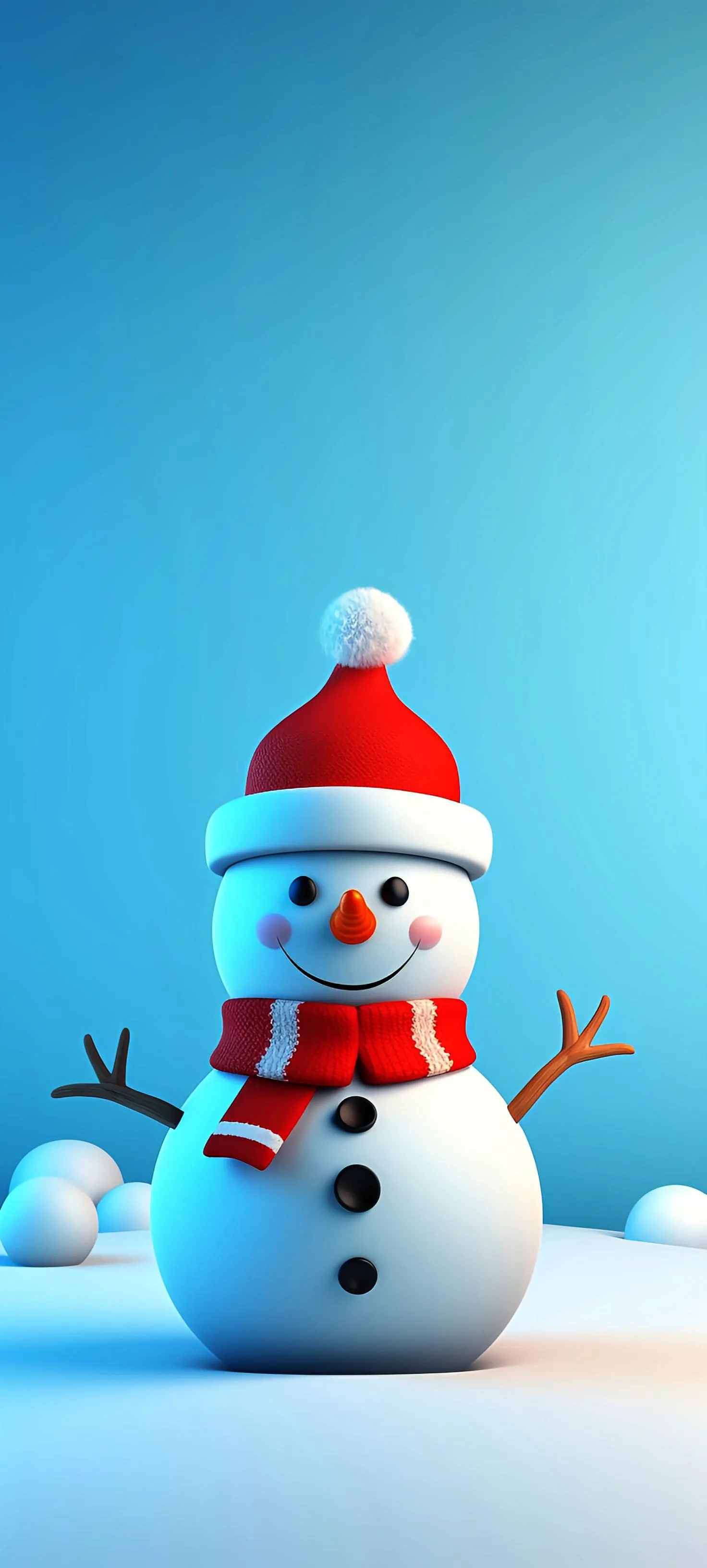 Blue Snowman Standing on Winter Ice Background Wallpaper