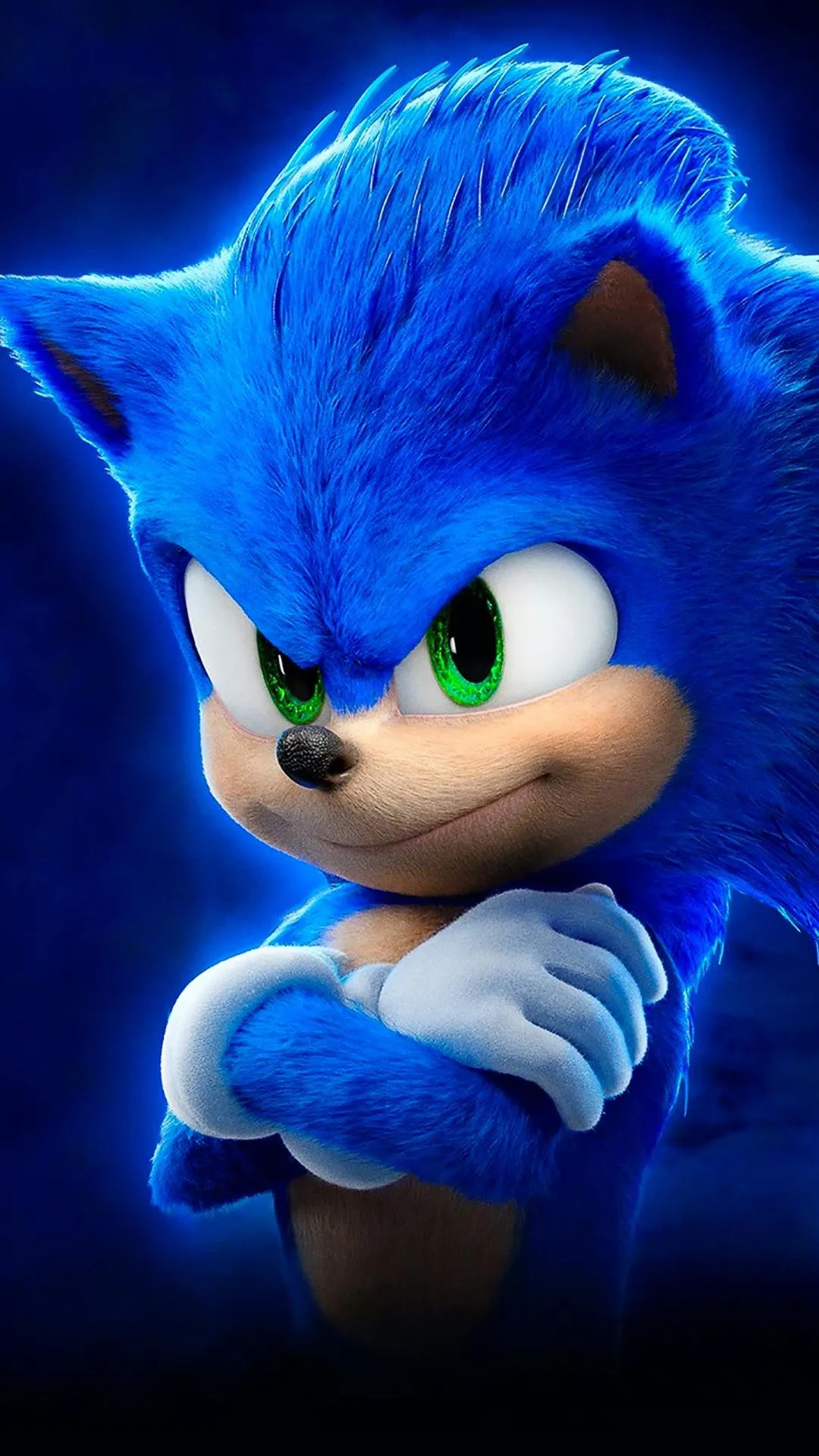 Blue Sonic Character with Fierce Determined Look Wallpaper
