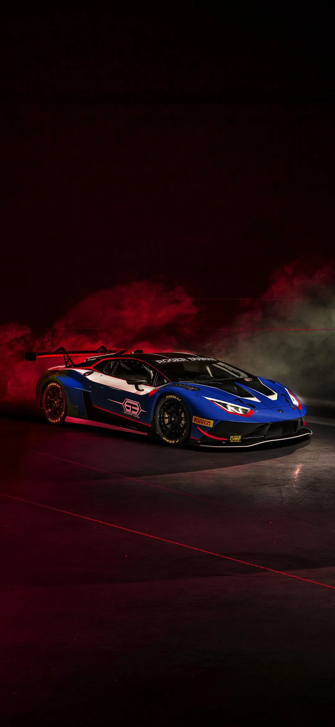 Blue Supercar in Dark Artistic Lighting Scene Wallpaper