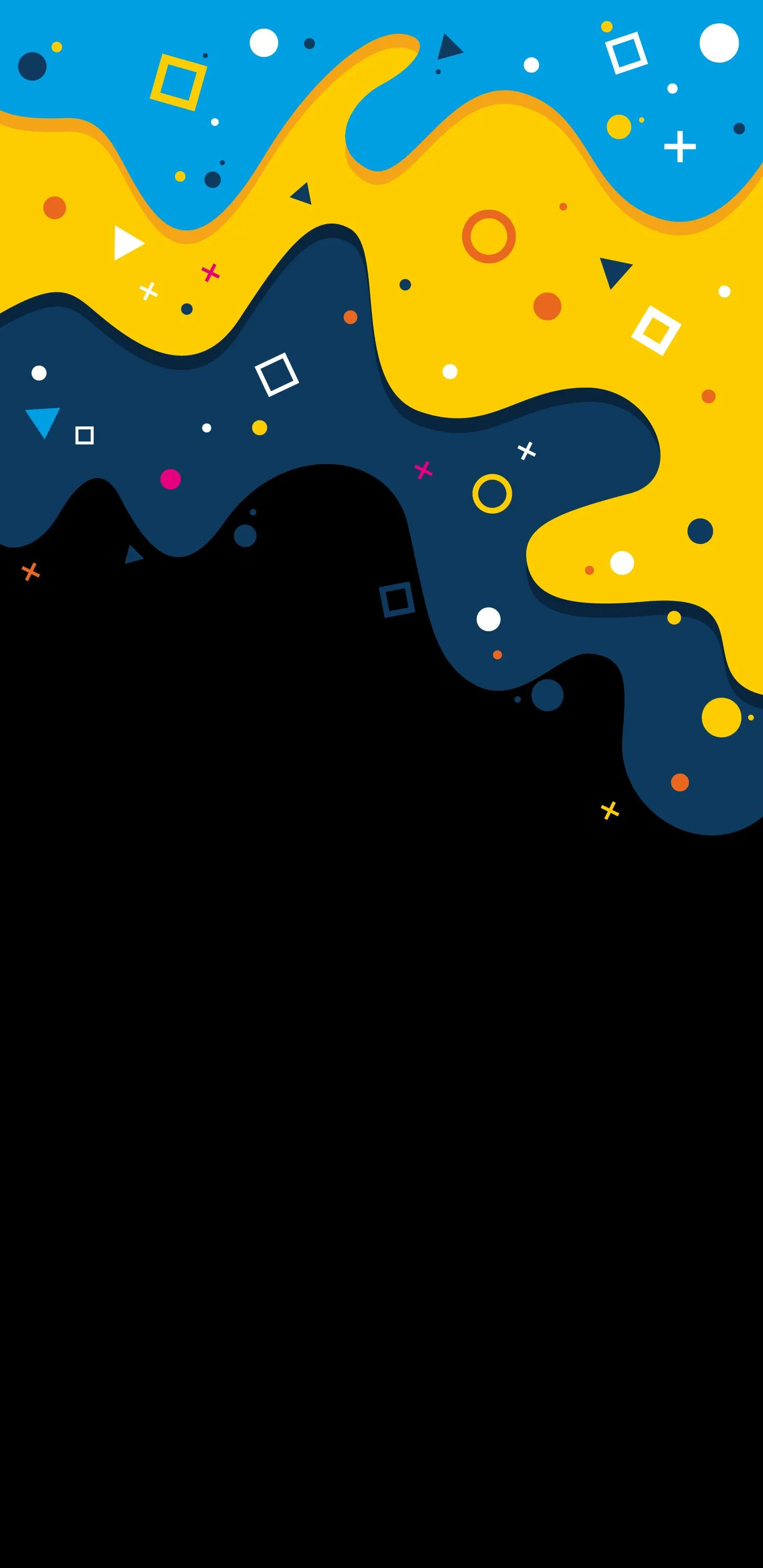 Blue Yellow Abstract Paint Drip Modern Artwork Wallpaper