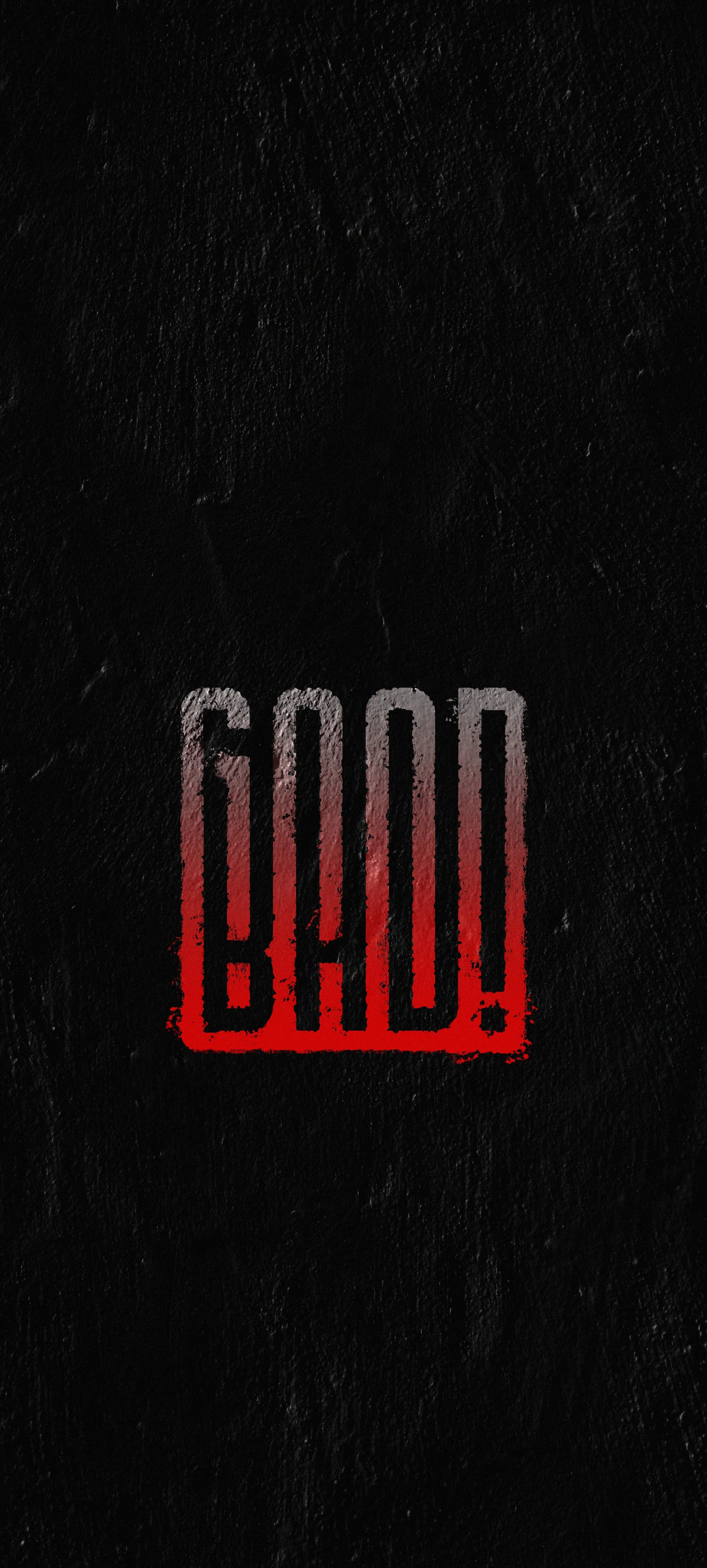 Bold Typography Saying Bad in Dark Red and Black Image
