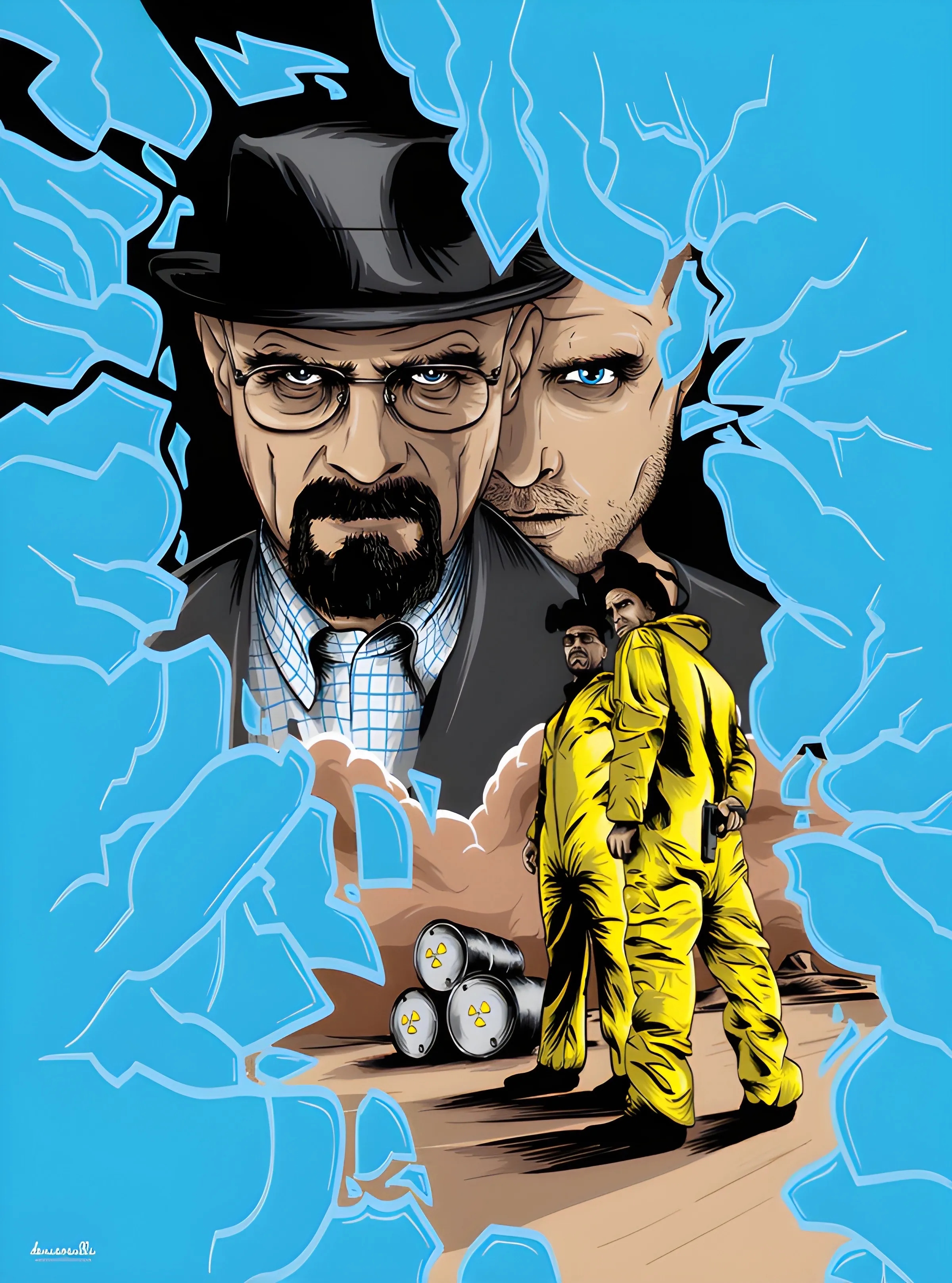 Breaking Bad Style Art with Lightning and Characters