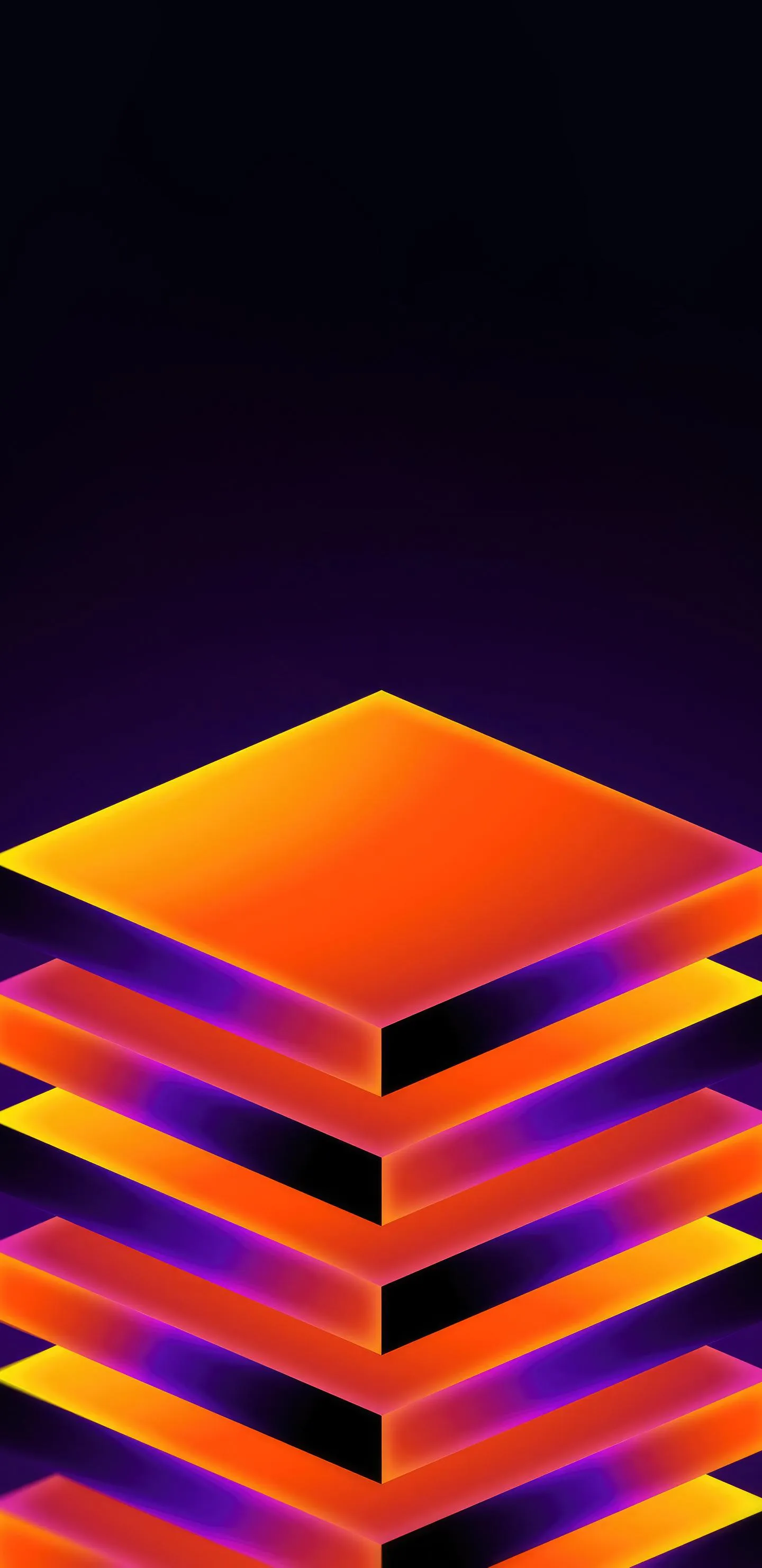 Bright 3D Blocks in Orange and Purple Abstract Art Wallpaper