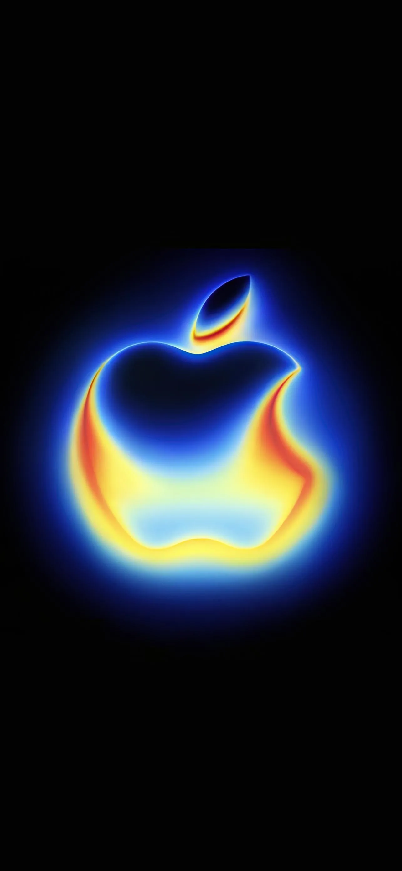Bright Apple Logo Surrounded by Soft Blue Glow Wallpaper