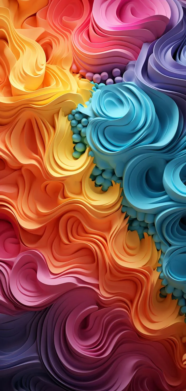 Bright Colorful Swirls in 3D Abstract Pattern Wallpaper