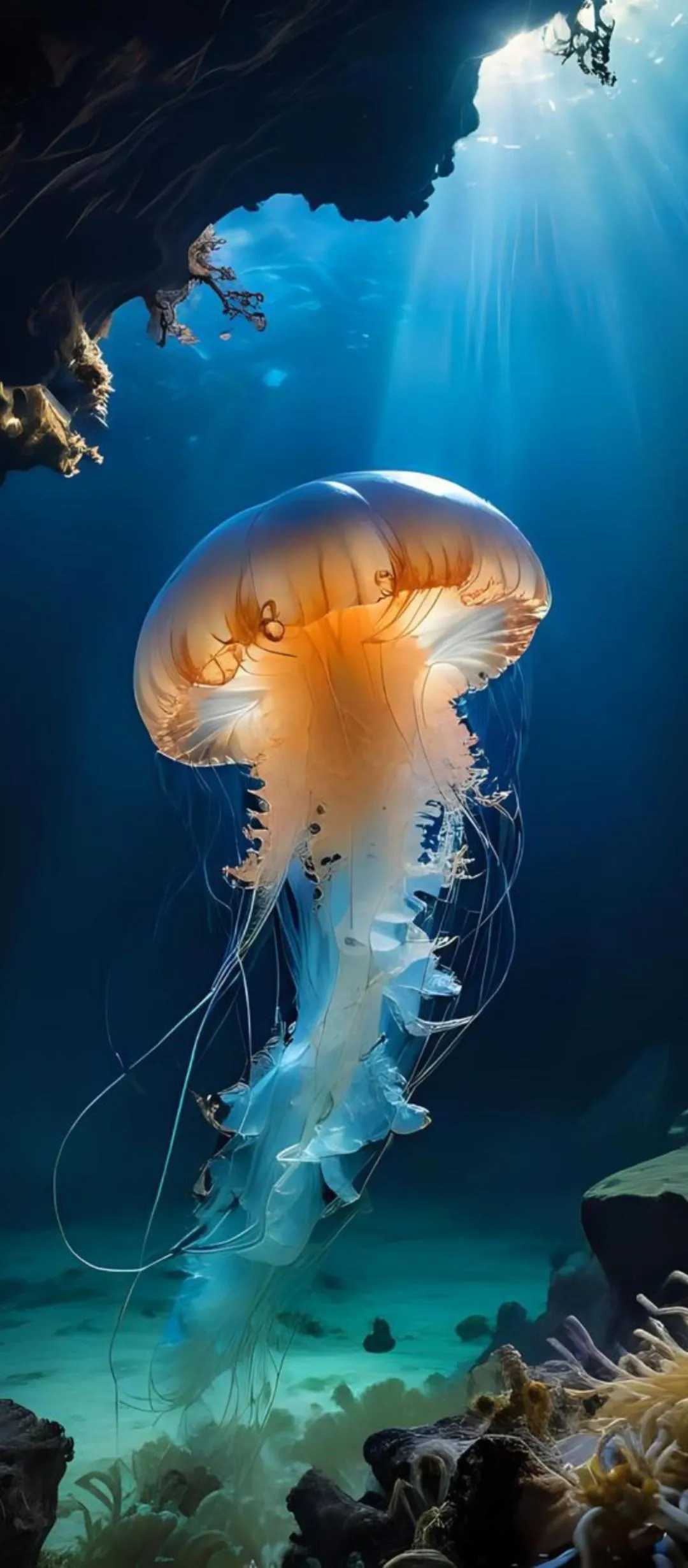 bright-jellyfish-floating-gracefully-in-dark-blue-sea