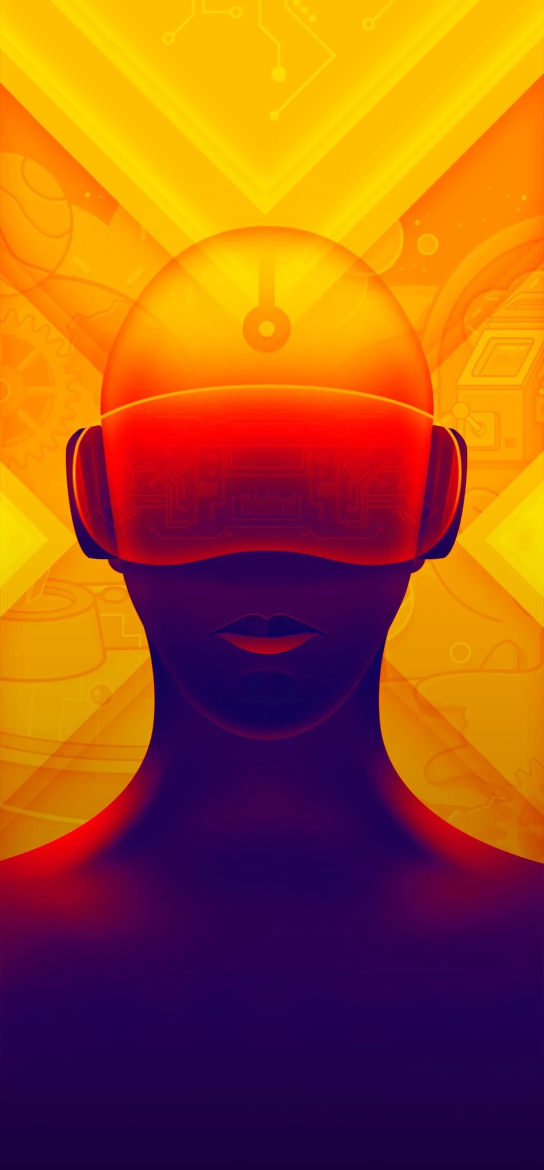 Bright Orange Abstract Human Silhouette Design Wallpaper