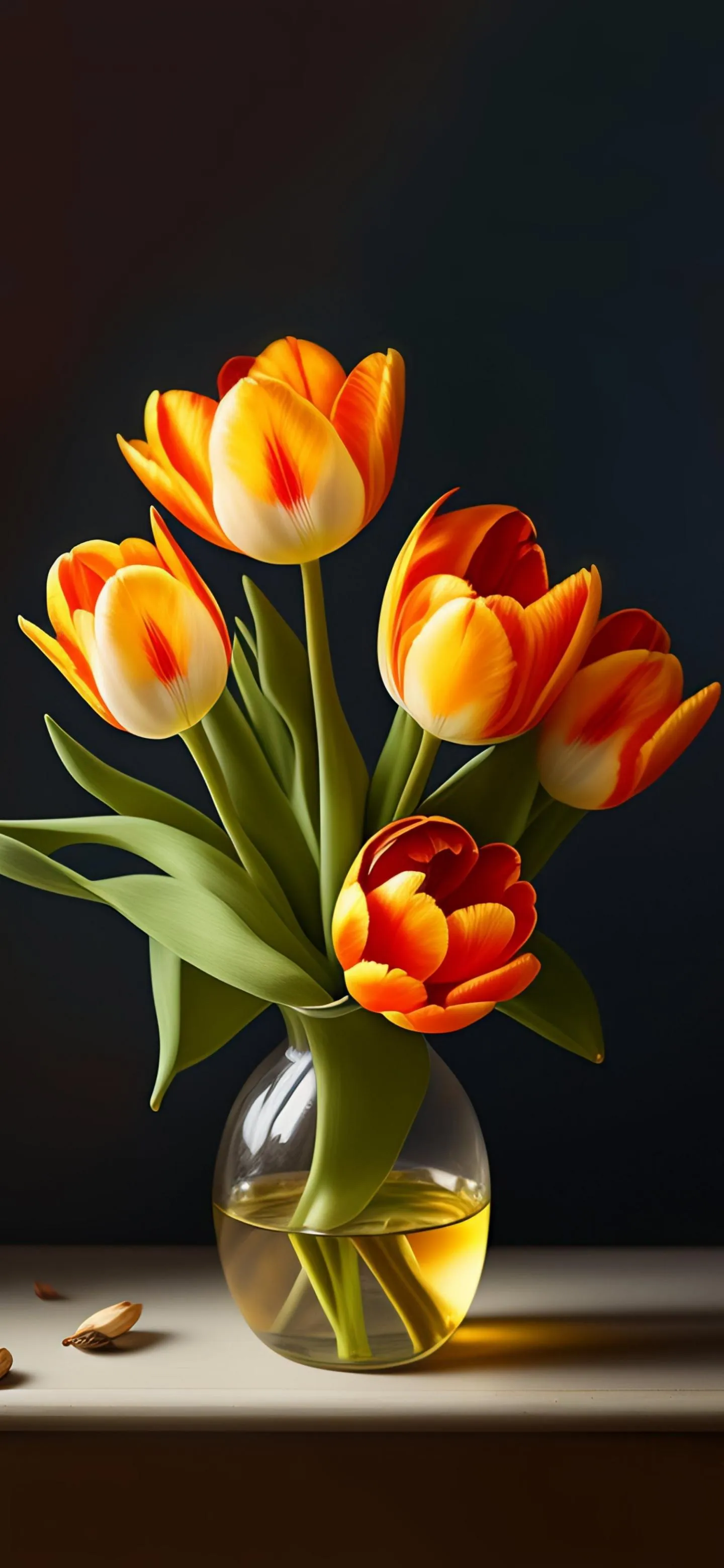 Bright Orange Tulips in Vase Natural Beauty Floral Art