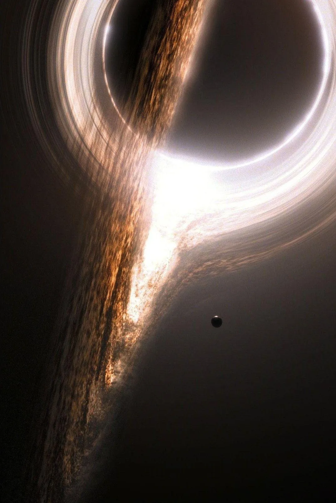 Bright Ringed Black Hole in Space with Dark Cosmic Sky