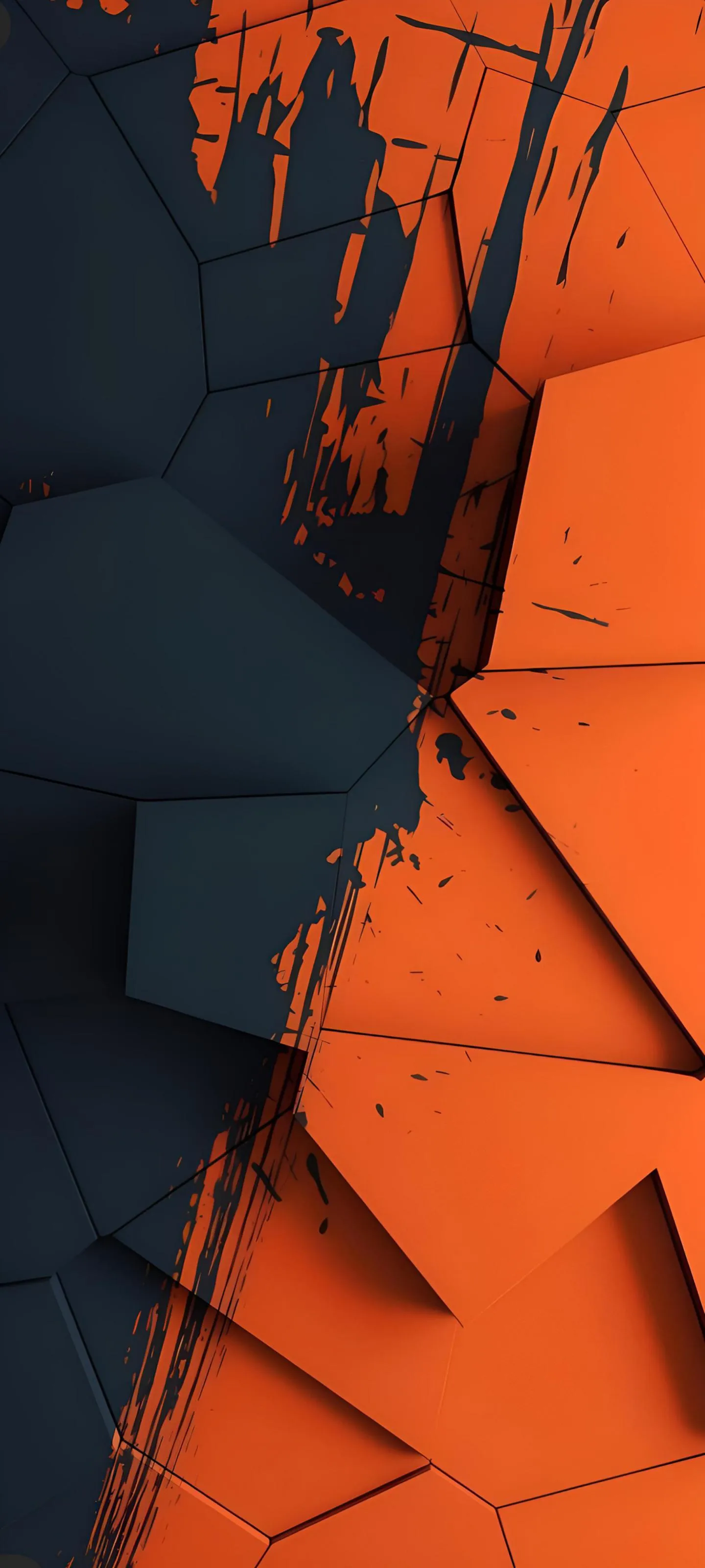 Broken Orange Panels in a Grunge Abstract Style Wallpaper