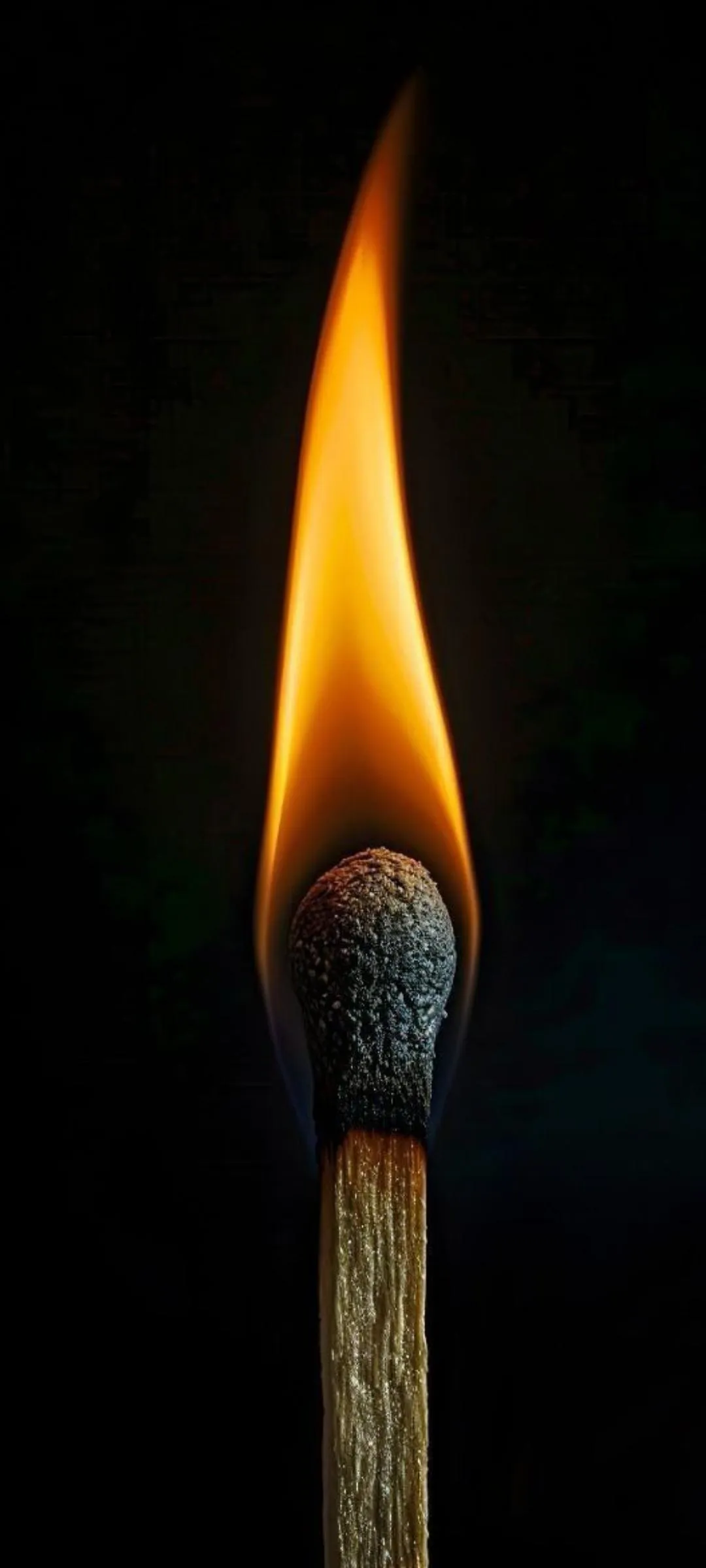 Burning Match Flame Macro Shot Mobile Background Wallpaper