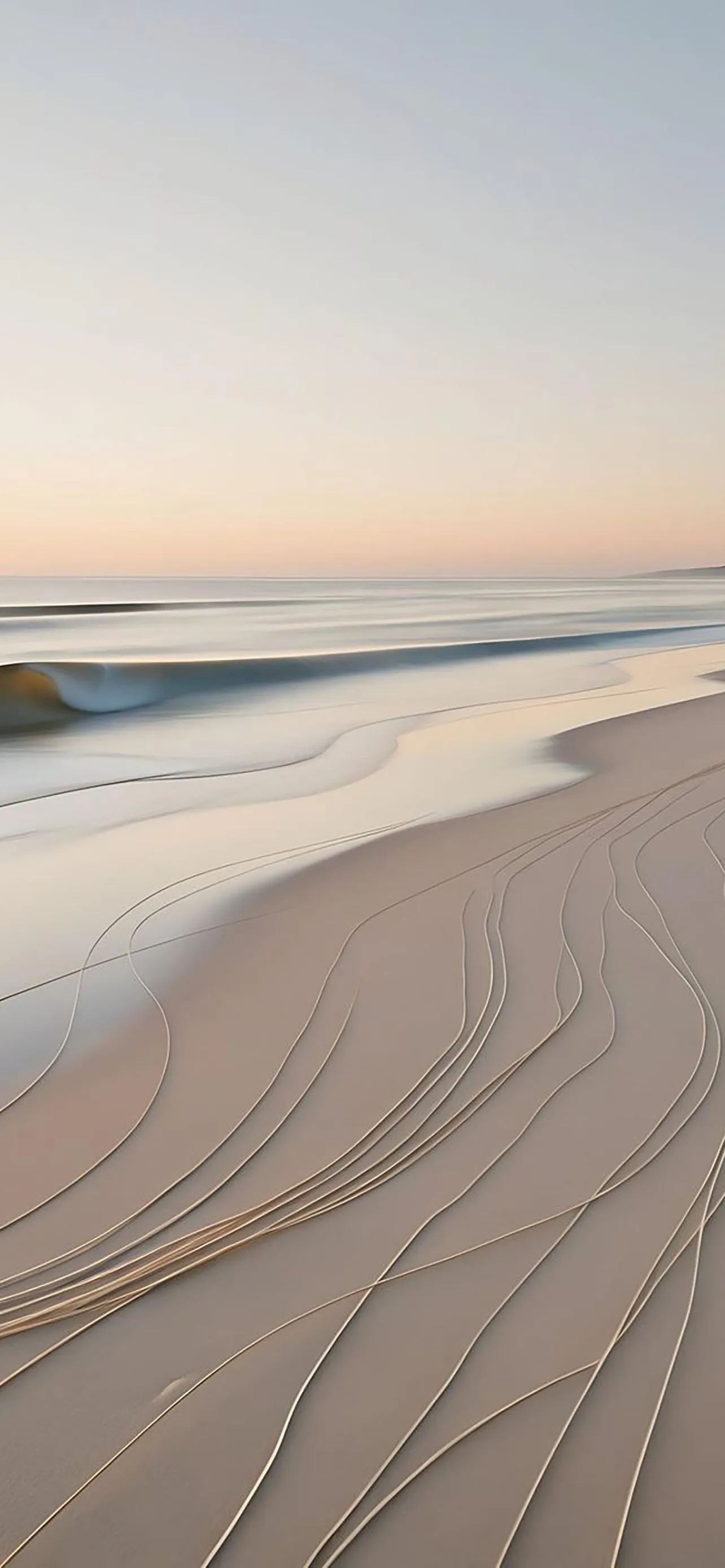 Calm Desert Dunes Under Soft Morning Sunlight Wallpaper