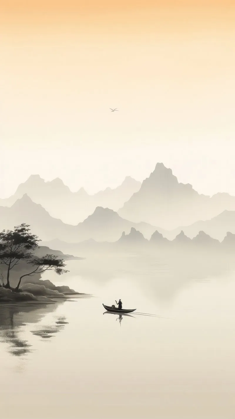 Calm Mountain Scenery Painted in Soft Gentle Pastels