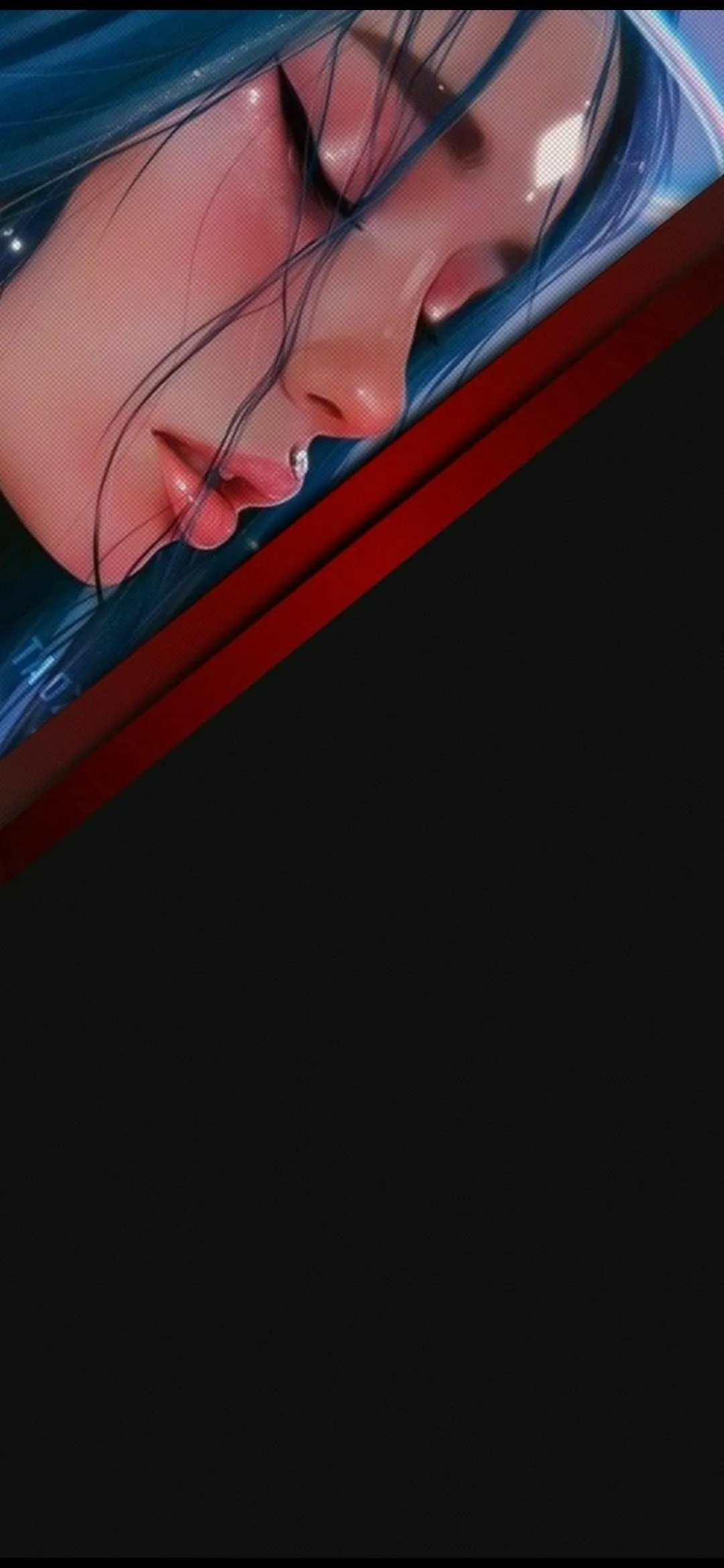 Calm Reflection of a Blue Haired Woman in Gentle Light