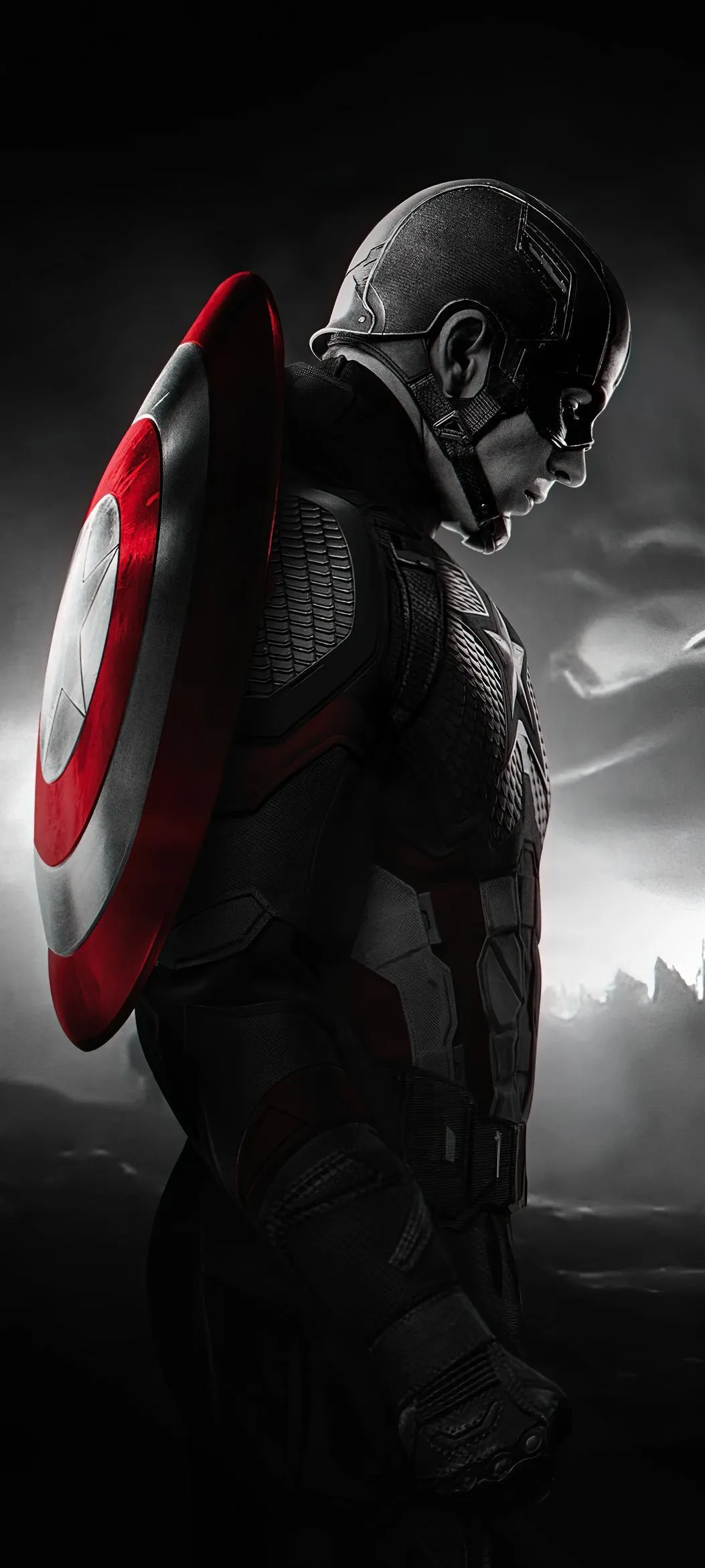 Captain America Standing in Battle Pose with Shield