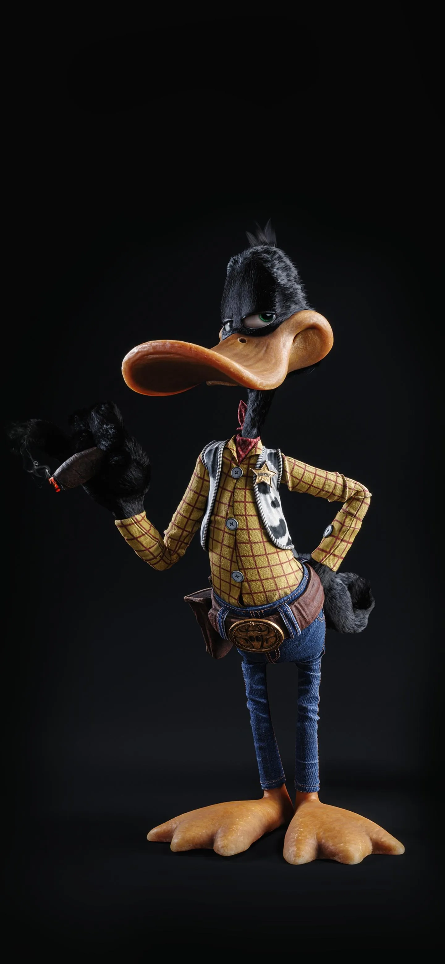 Cartoon Duck in a Sheriff Outfit Holding Wand Wallpaper