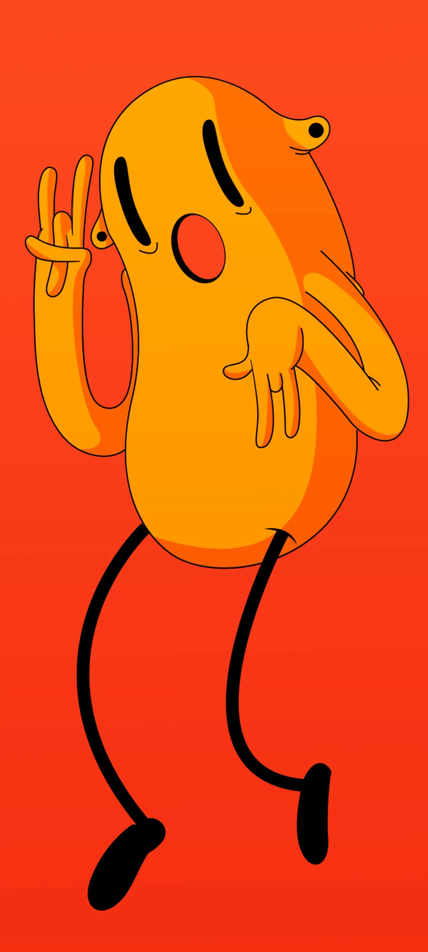 Cartoon Orange Character Dancing with Joyful Energy