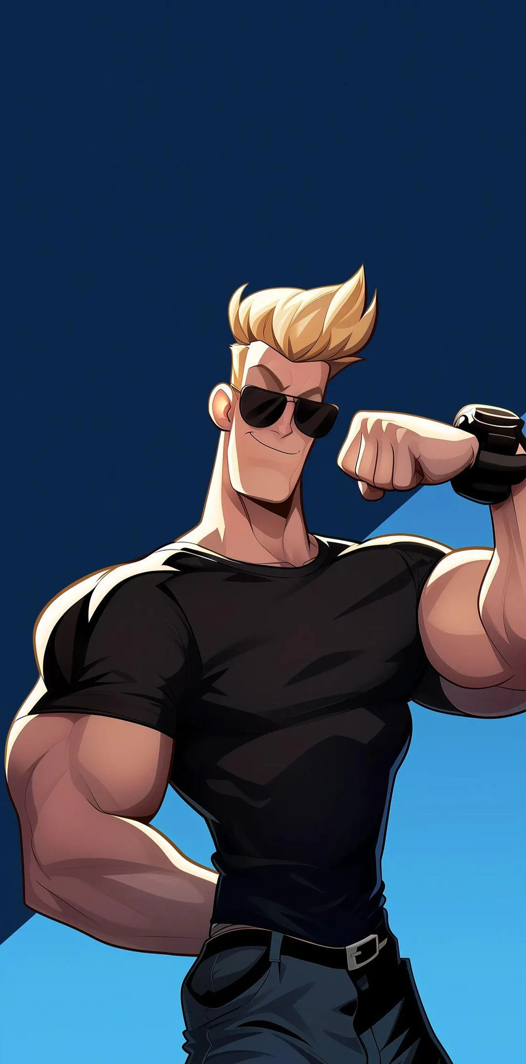 Cartoon Superhero Flexing Muscles with Confidence Wallpaper