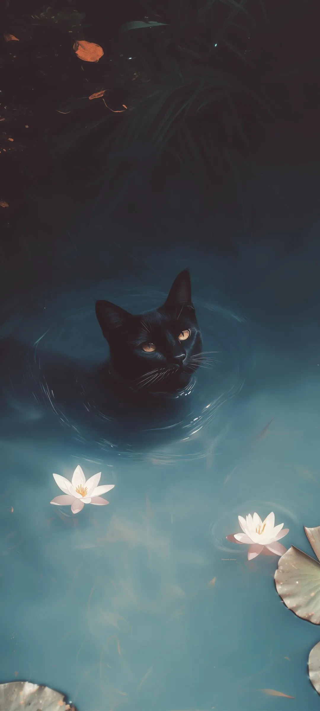 Cat in the Lake Artistic Wallpaper for Mobile Users